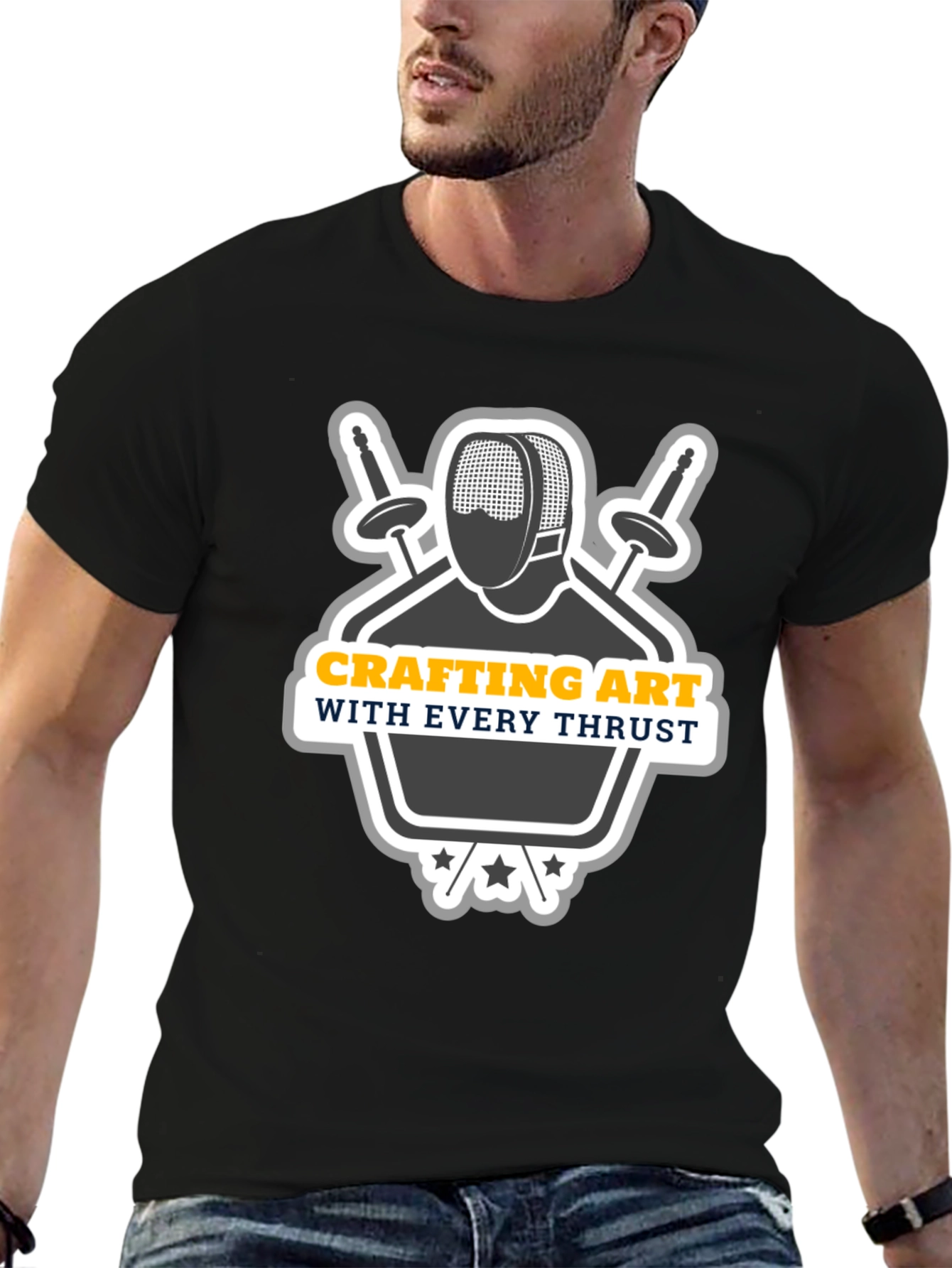 Black Crafting Art Fencing T-Shirt - Every Thrust view 6