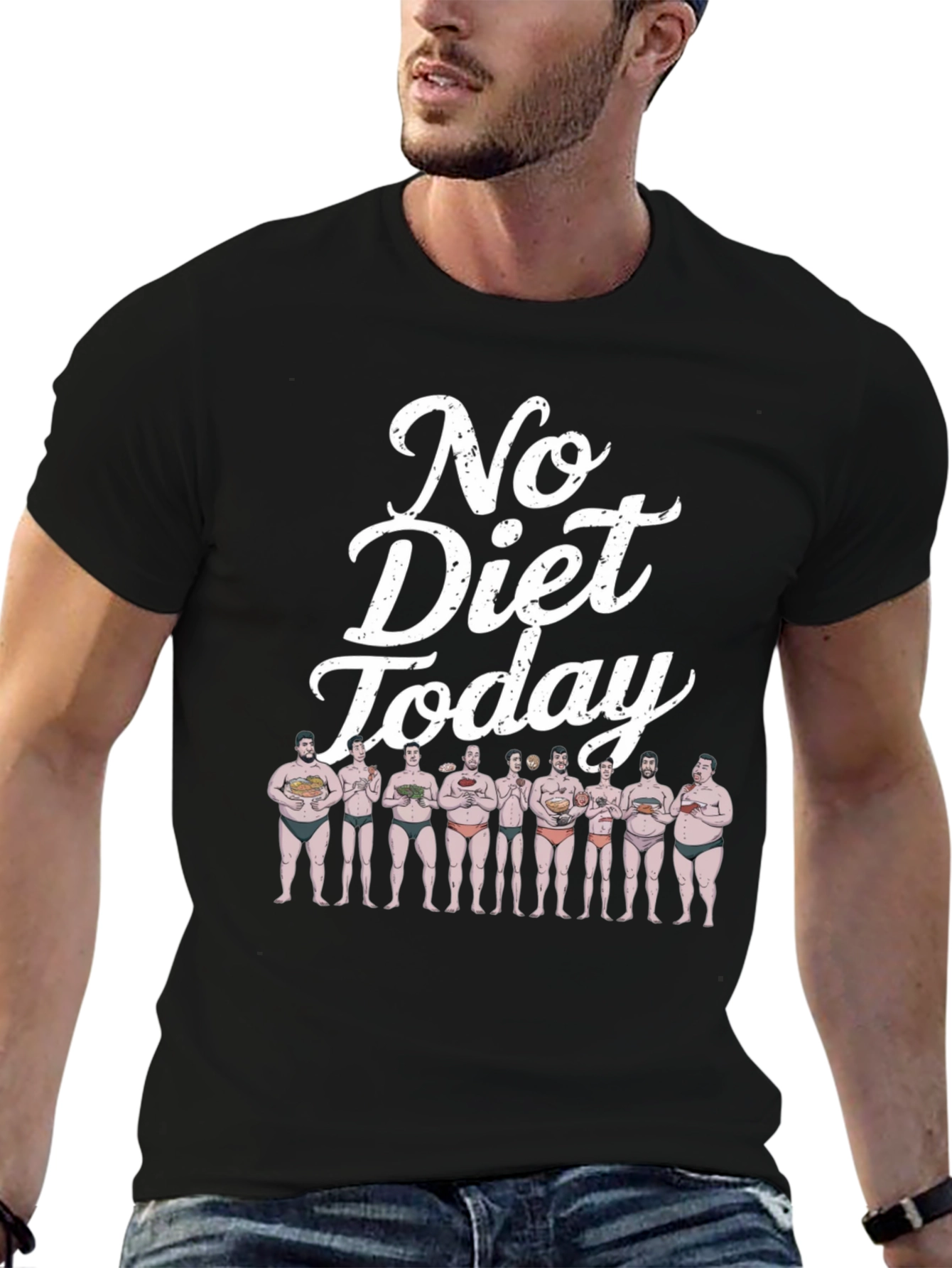 Black No Diet Today Graphic T-Shirt, Funny Tee view 6