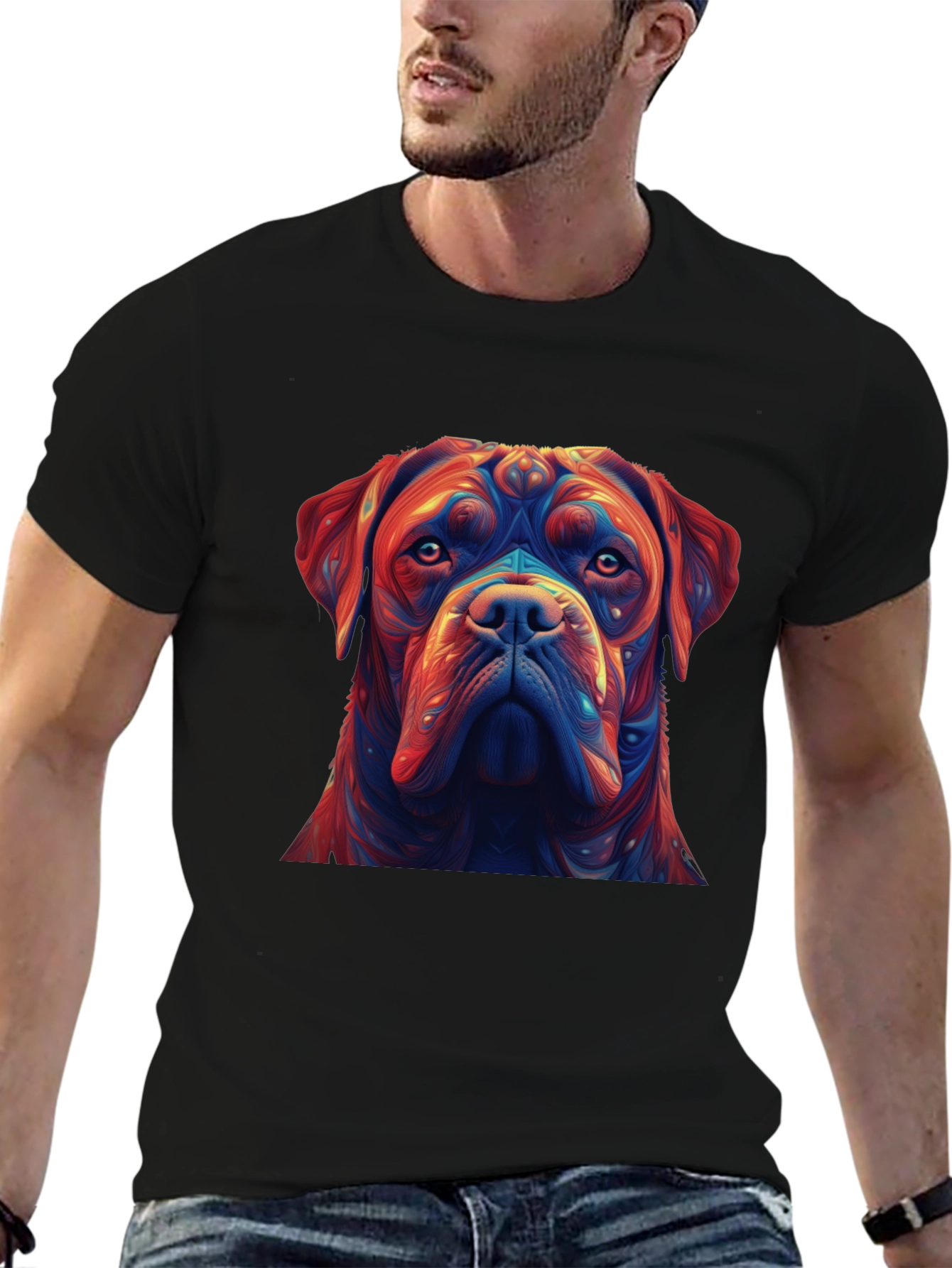 Black Dog Portrait Graphic Tee - Unique Artistic Design view 6