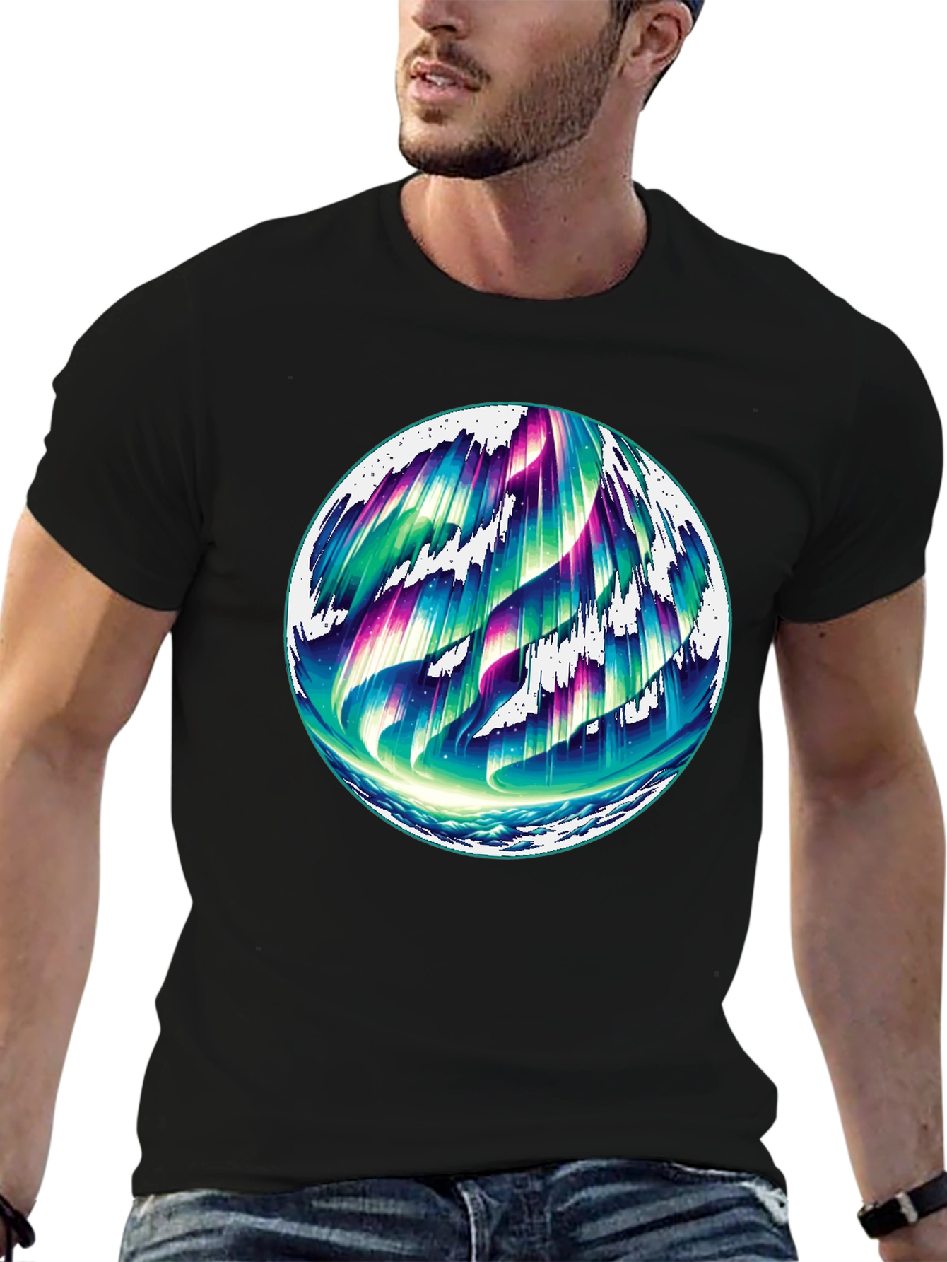 Northern Lights Graphic Black Tee - 6