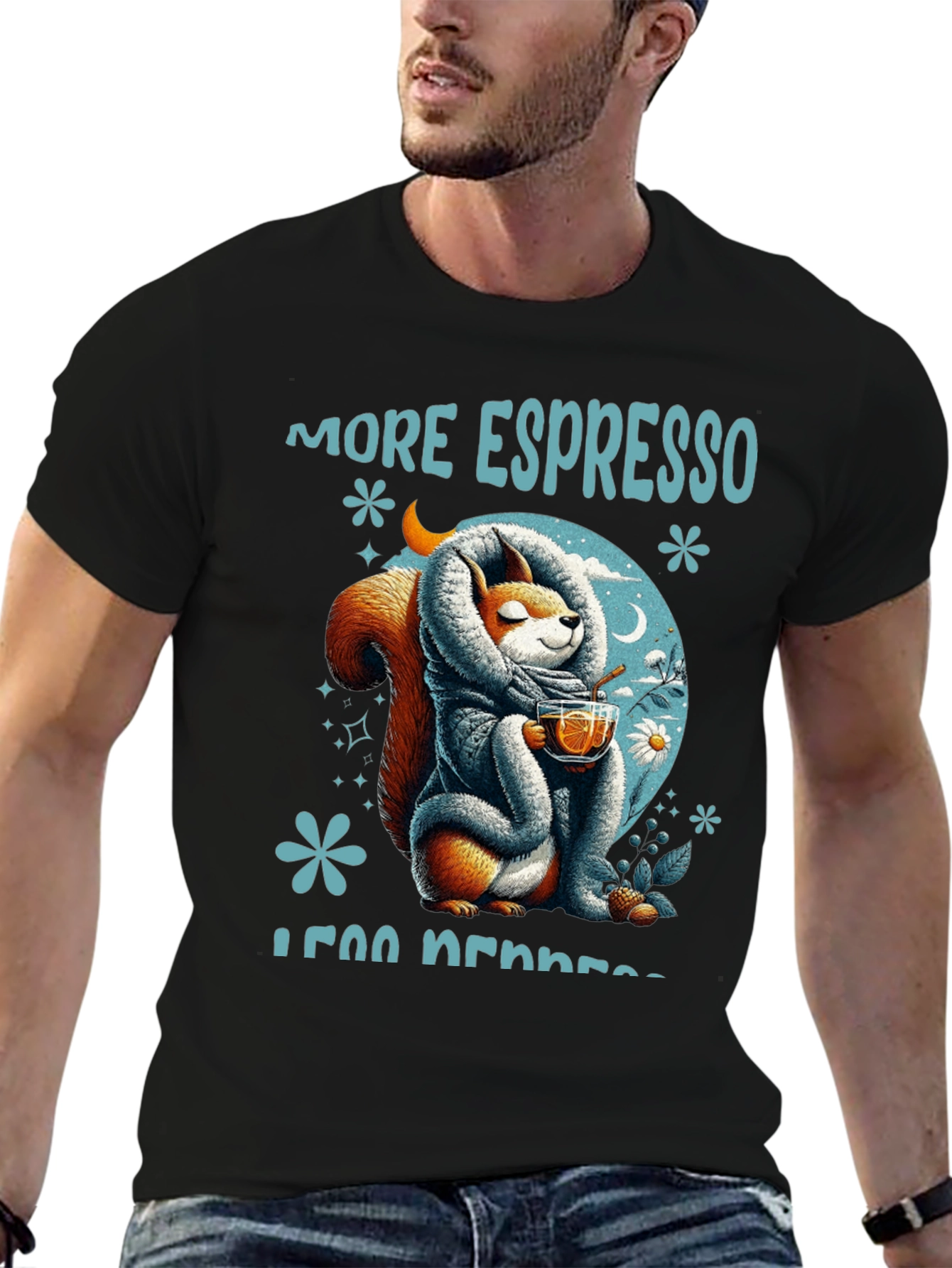 Black More Espresso Less Depresso T-Shirt view 6
