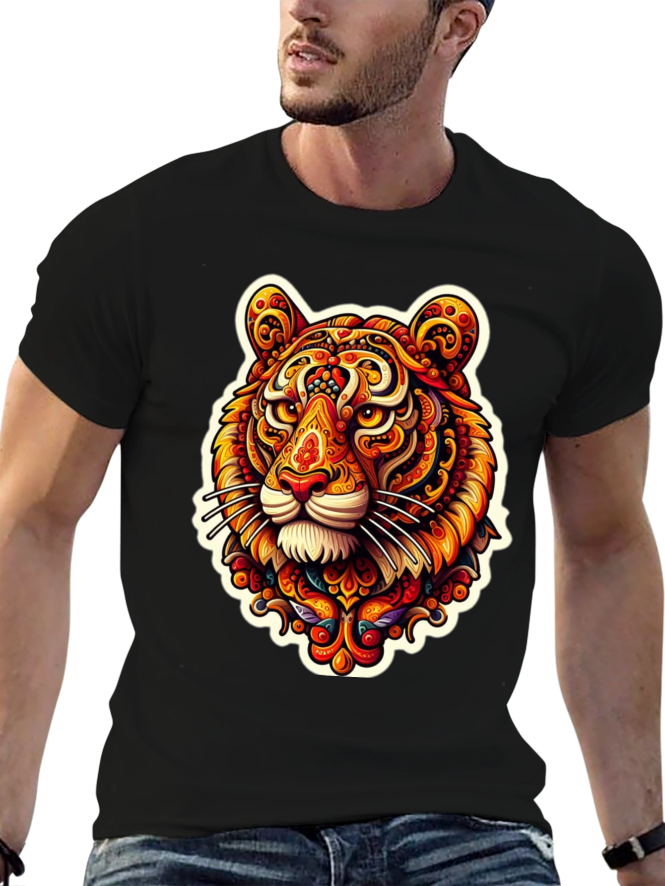 Black Tiger Graphic Tee - Unique Colorful Design view 6
