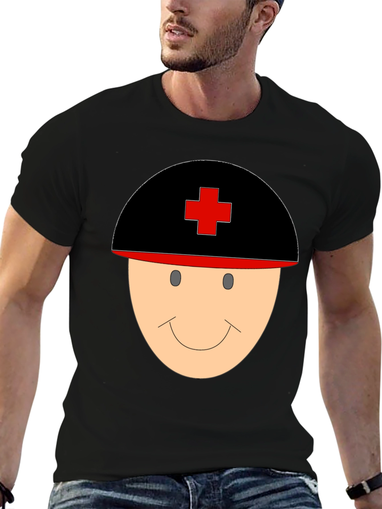 Black Nurse Face Graphic T-Shirt view 6