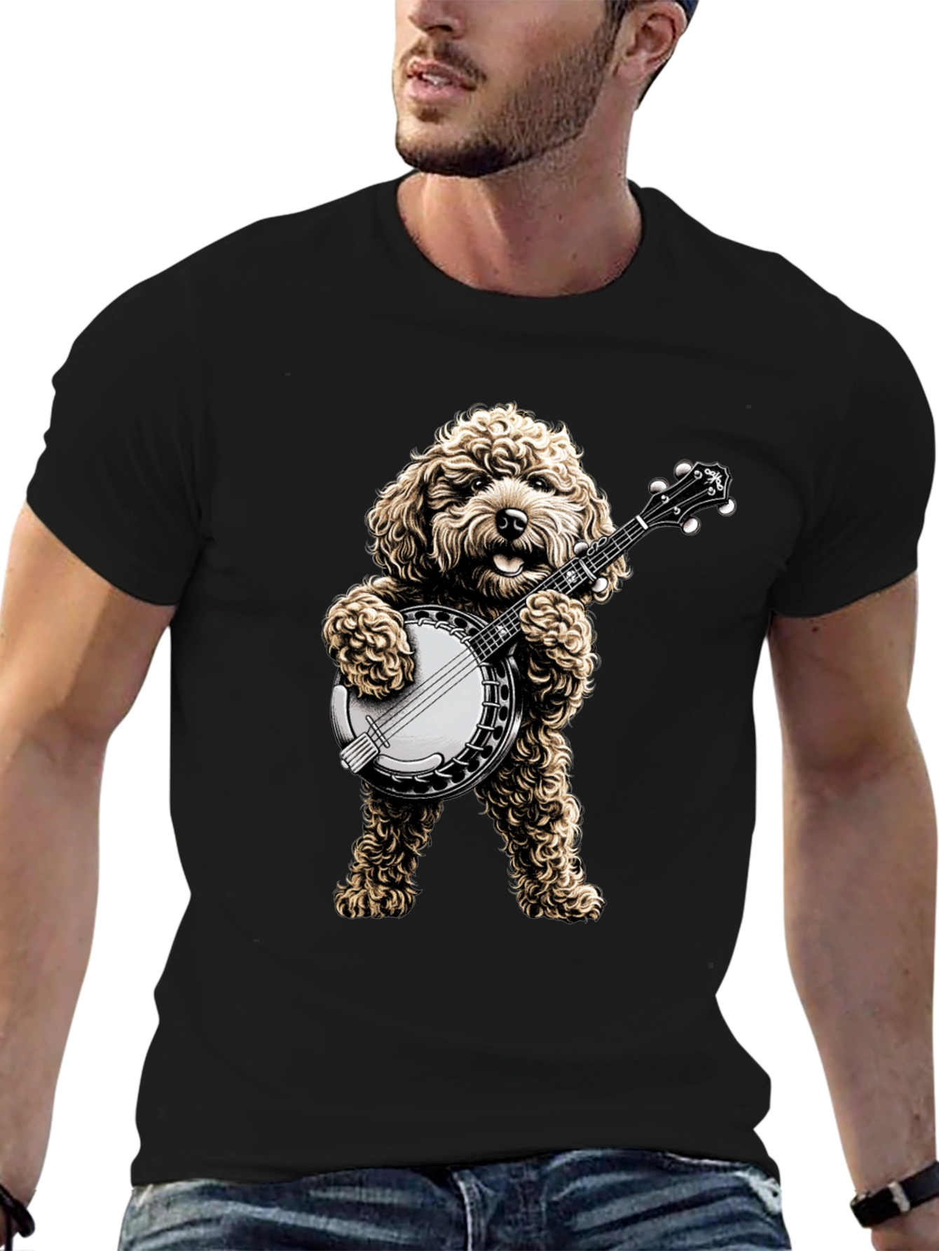 Dog Playing Banjo T-Shirt - Musical Canine Tee - 6