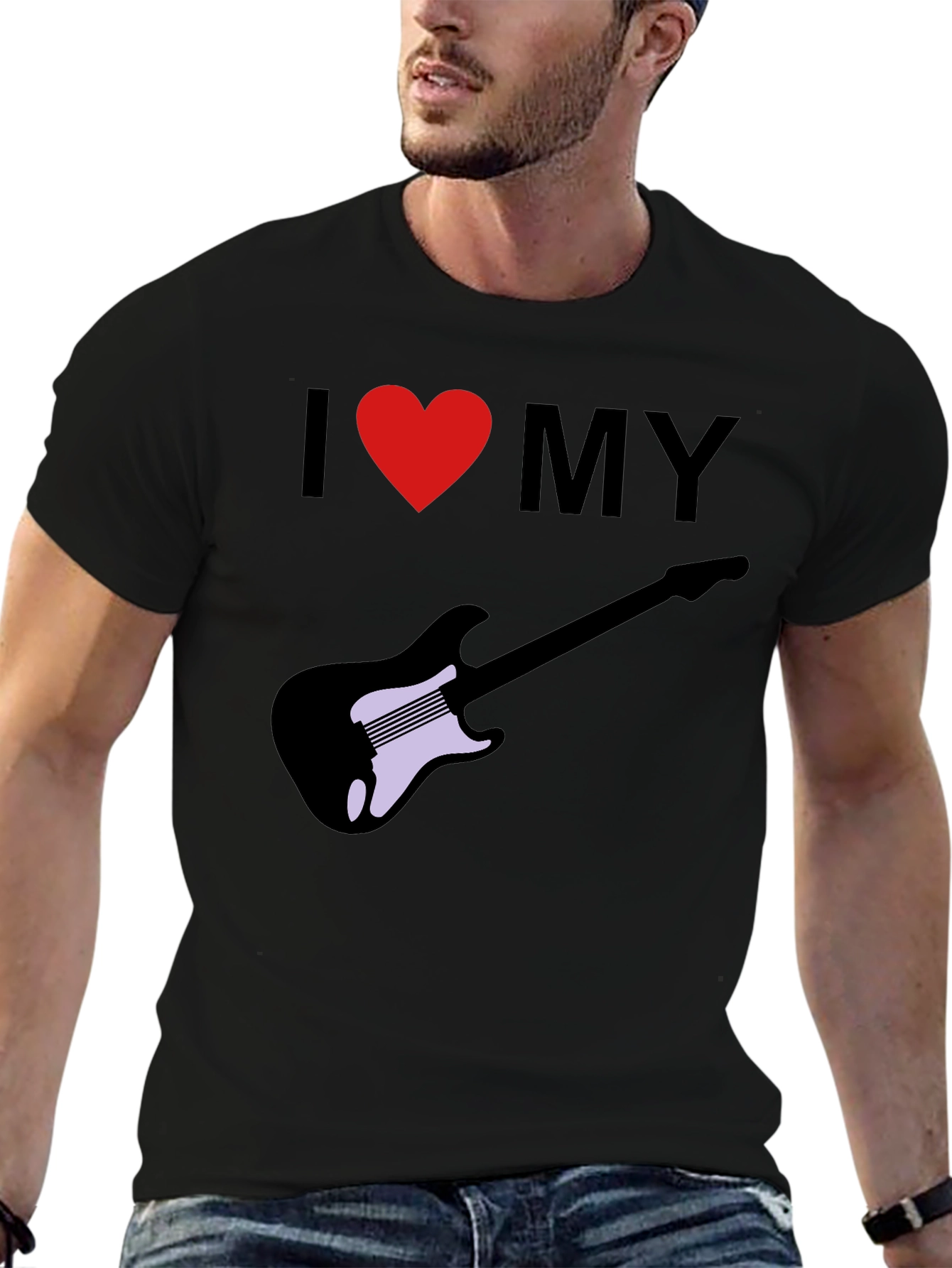 Black I Love My Guitar Graphic Tee view 6