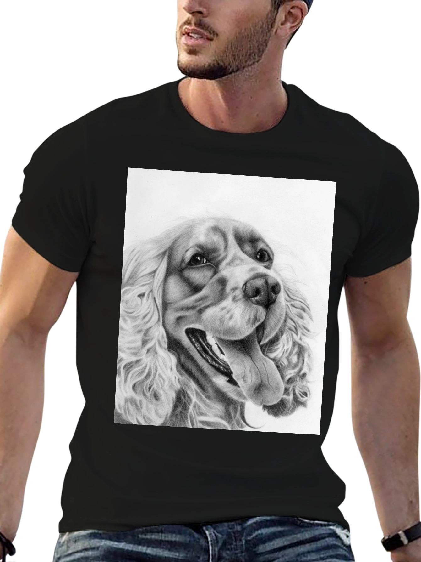 Black Dog Portrait Graphic Tee - Black view 6
