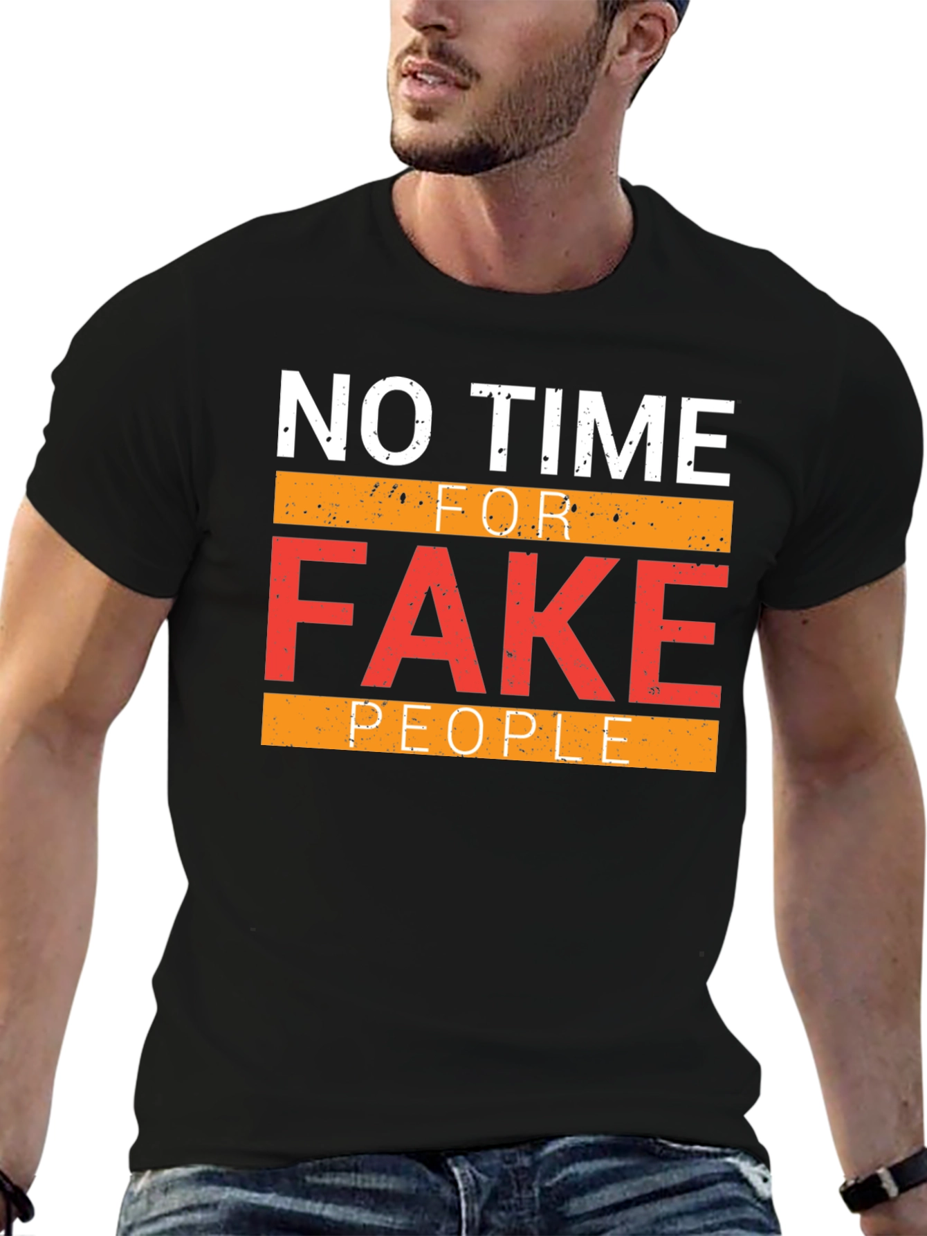 Black No Time For Fake People Graphic Tee view 6