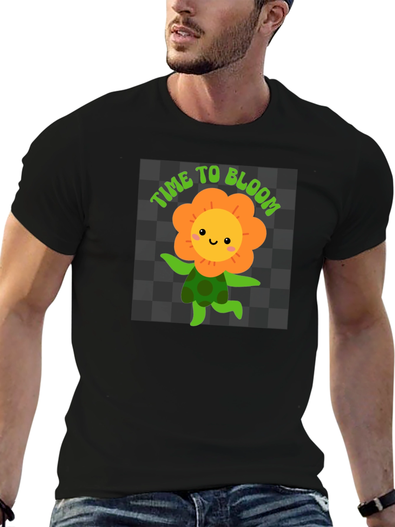 Black Time to Bloom Graphic Black T-Shirt view 6