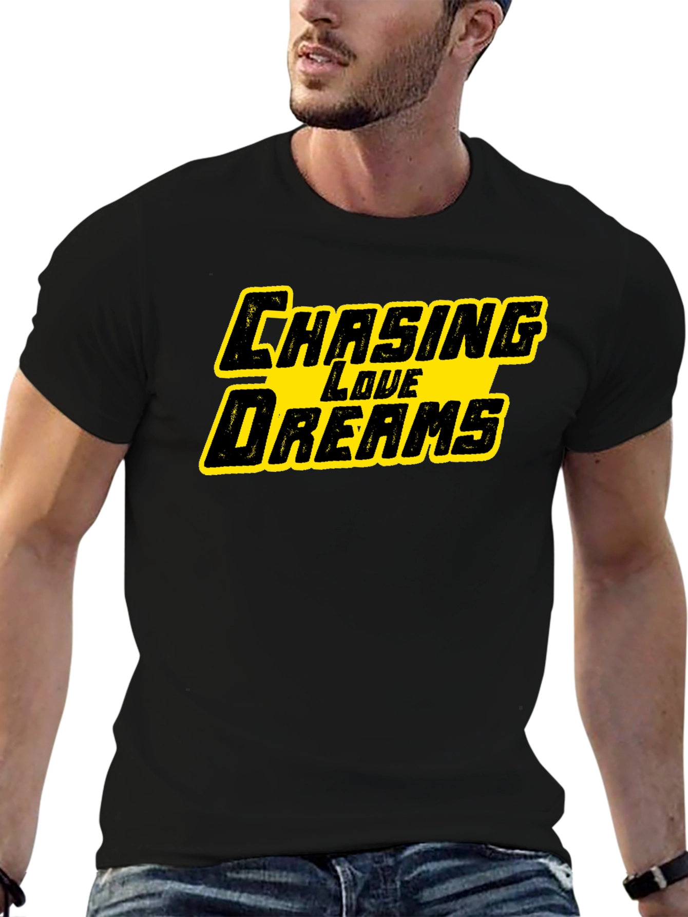 Black Chasing Love Dreams Graphic Black T-Shirt view 6