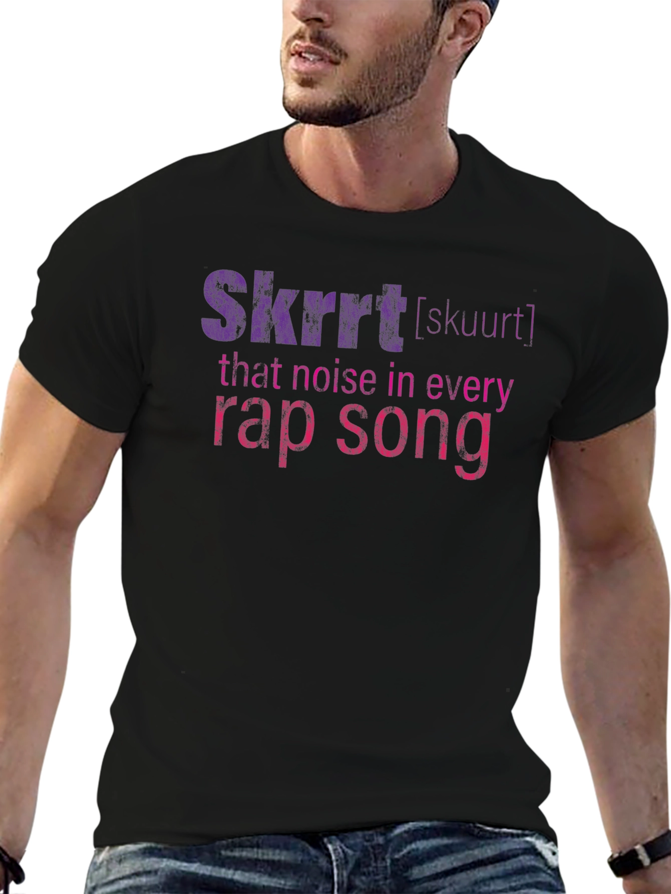 Black Skrrt Rap Song T-Shirt view 6