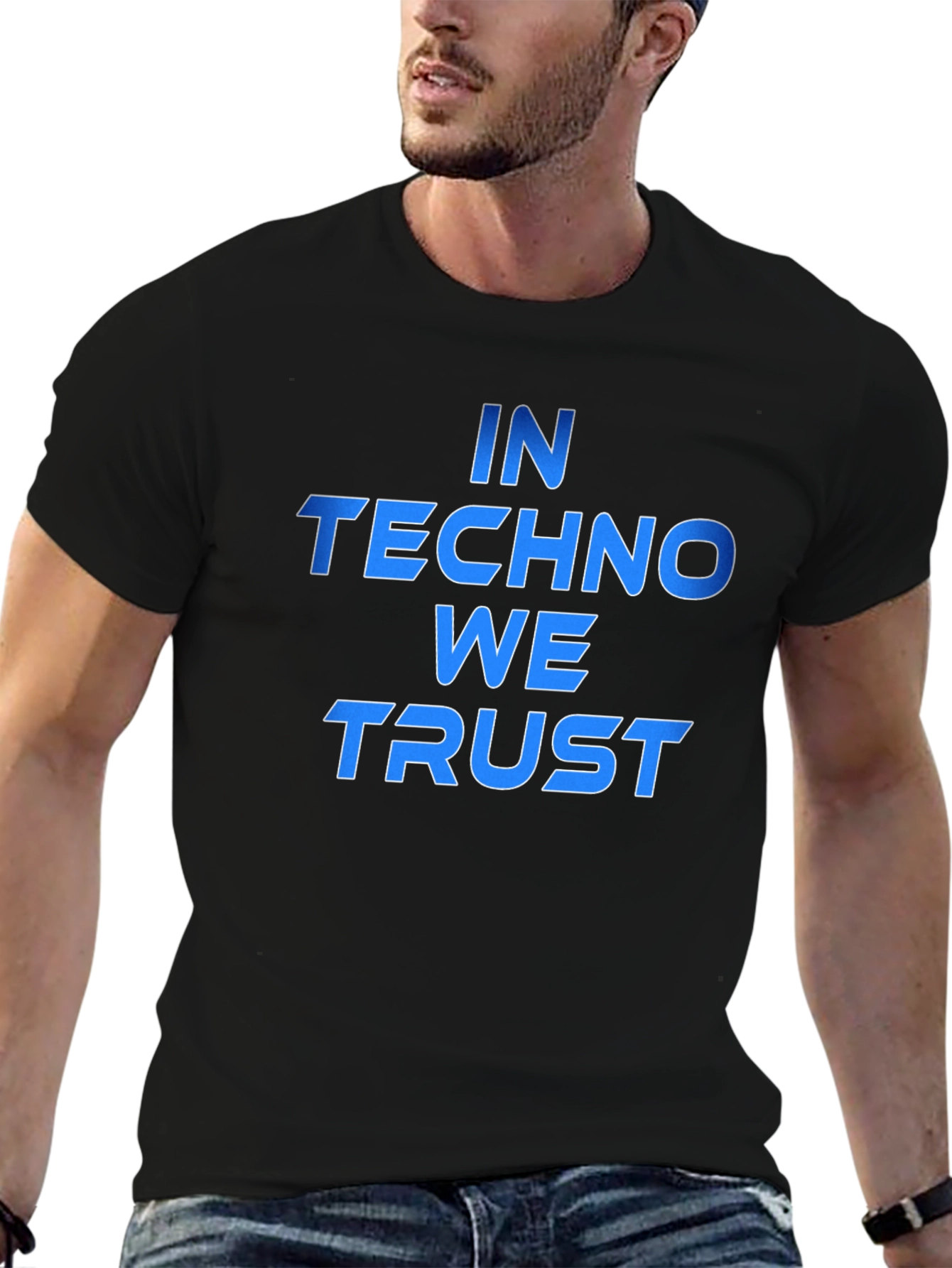 Black In Techno We Trust Black T-Shirt view 6