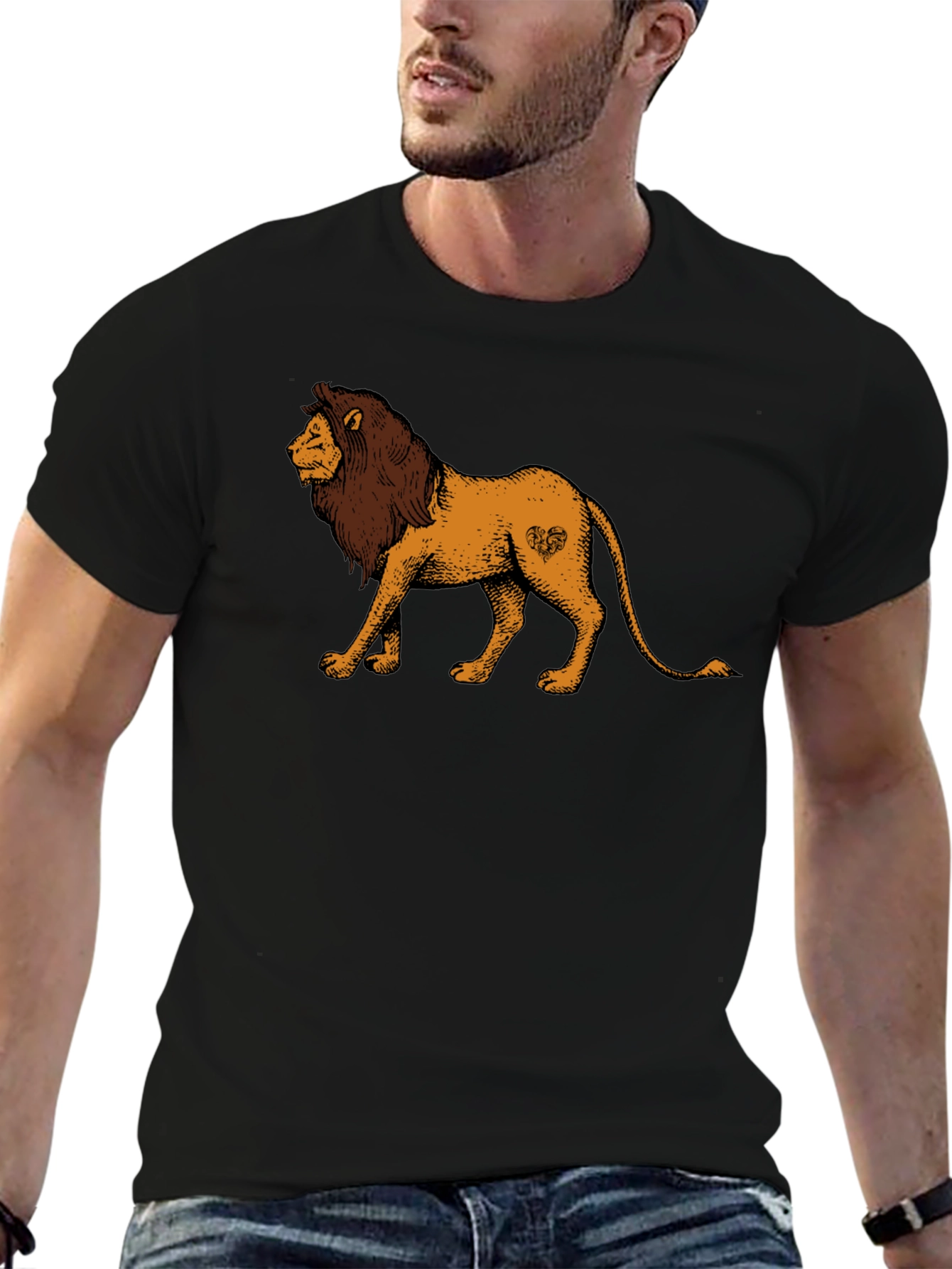 Black Lion Graphic Tee - Unisex Black T-Shirt view 6