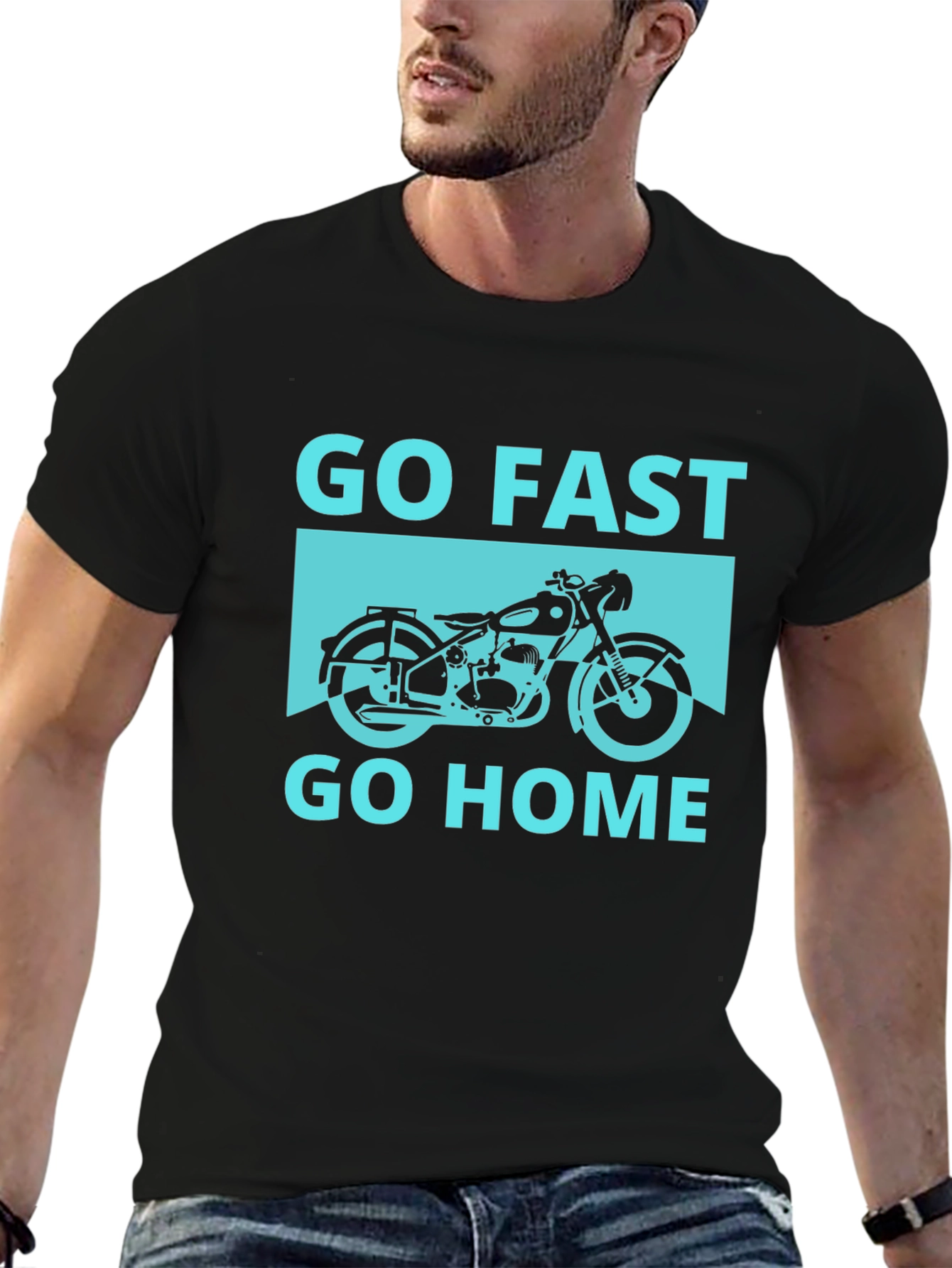Black Go Fast Go Home Tee - Motorcycle Graphic T-Shirt view 6