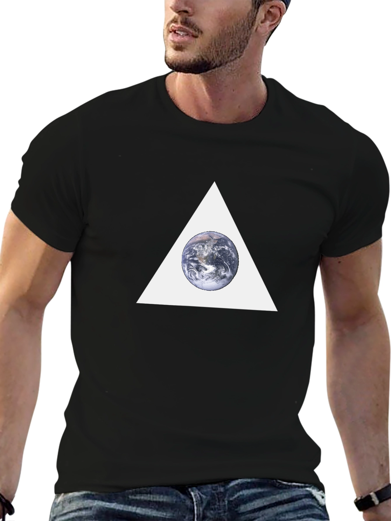 Black Earth in Triangle Graphic T-Shirt - Black view 6