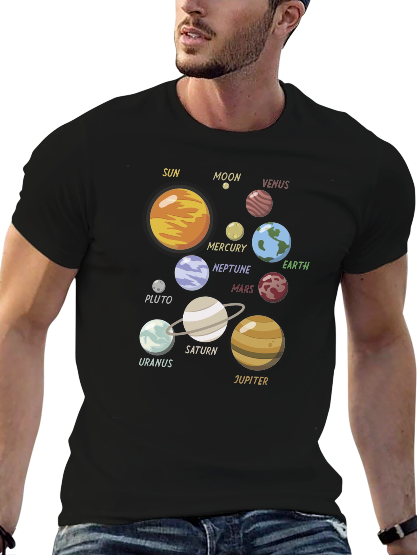 Black Planets Graphic T-Shirt - Space Geek Style view 6