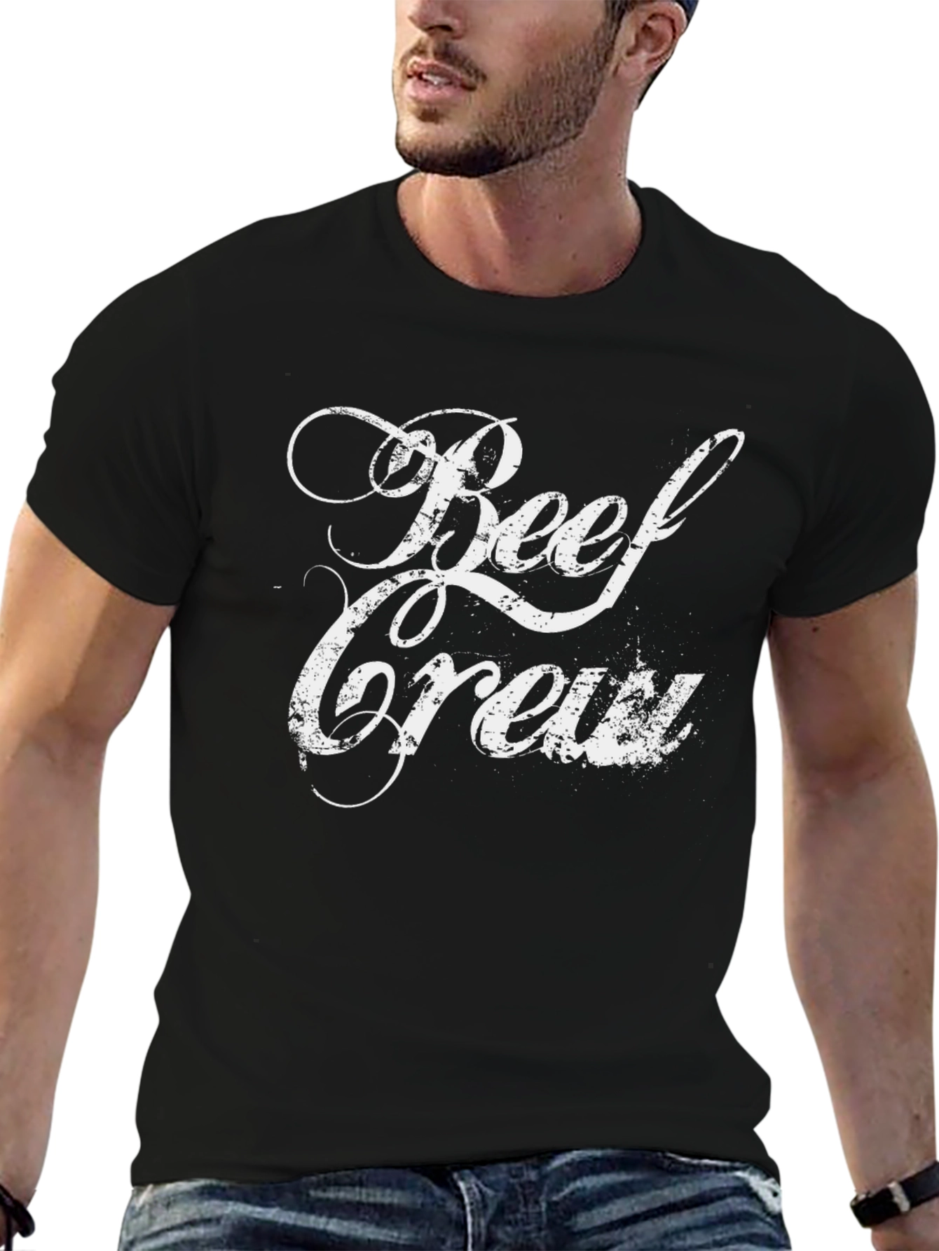Black Beef Crew Graphic Tee - Soft Black T-Shirt view 6