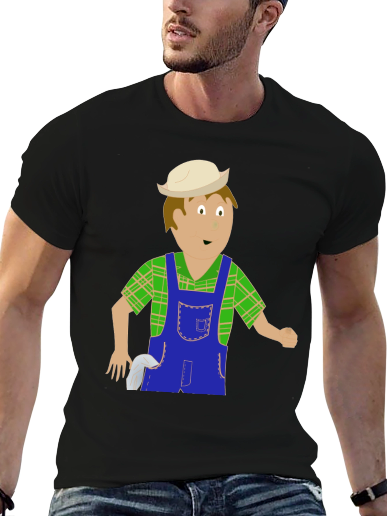 Black Cartoon Farmer Graphic Tee view 6