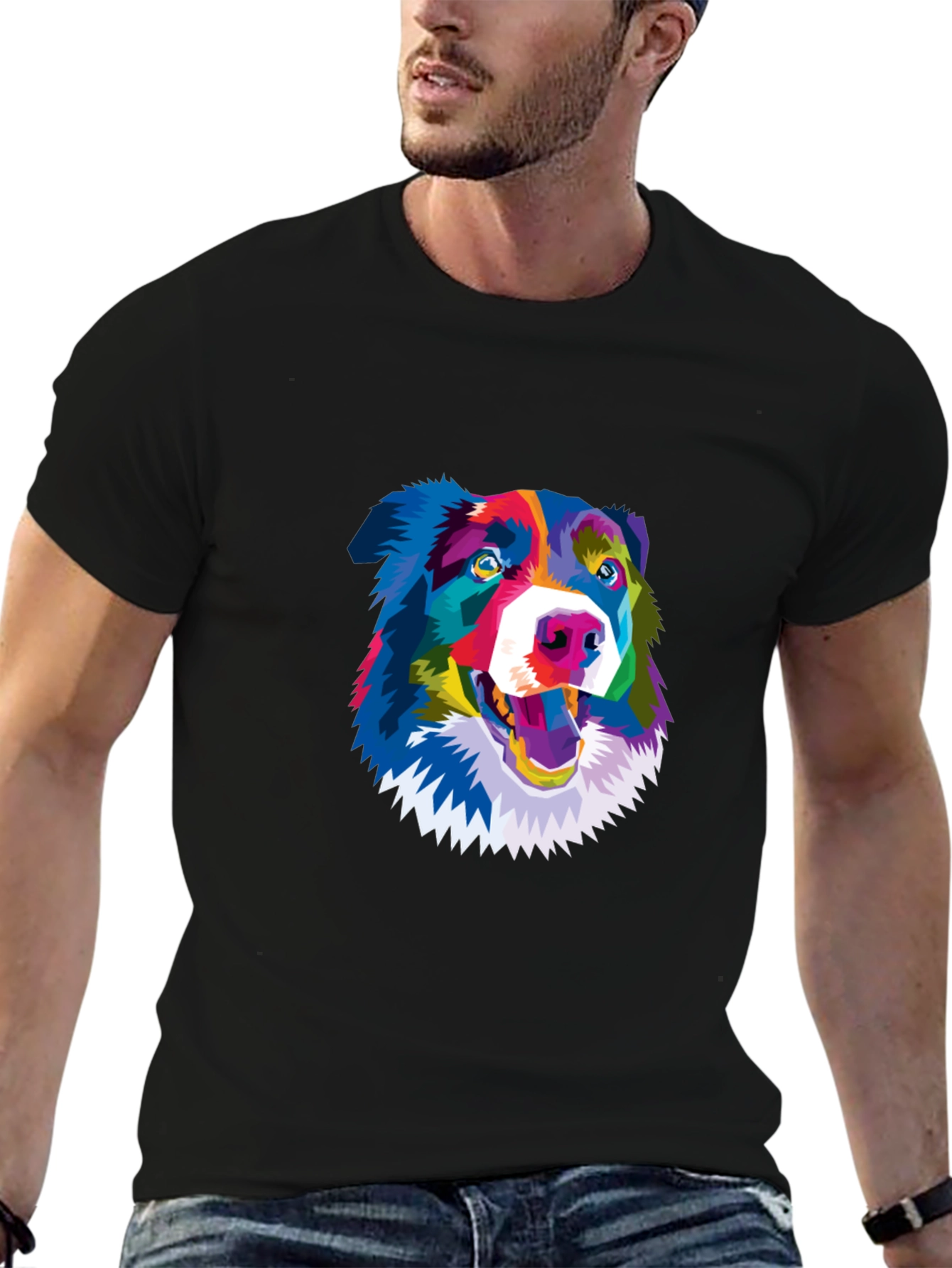 Black Colorful Dog Graphic Tee - Stylish Comfort view 6