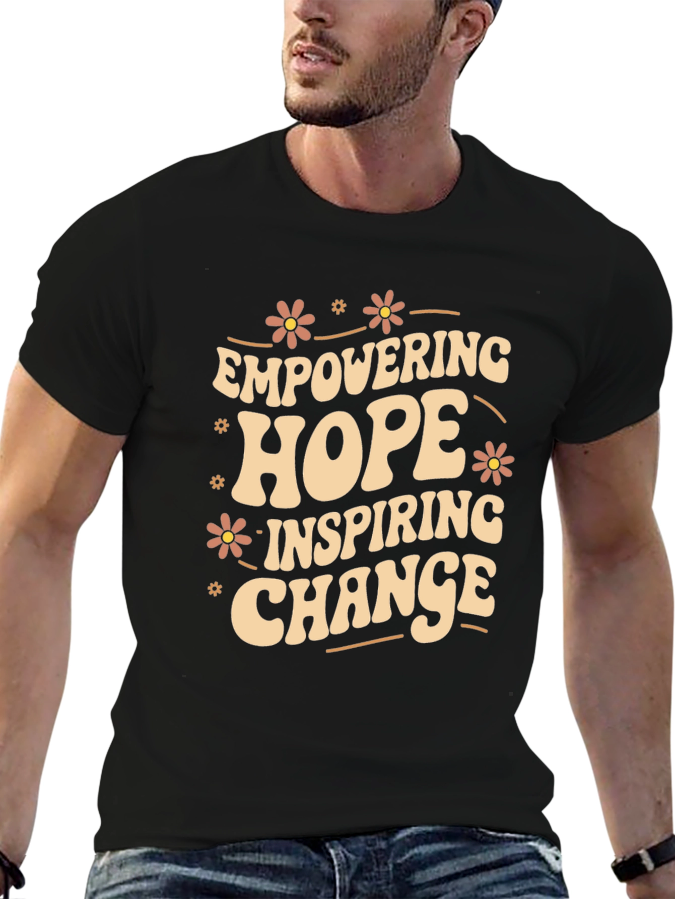 Black Empowering Hope Inspiring Change Graphic Tee view 6