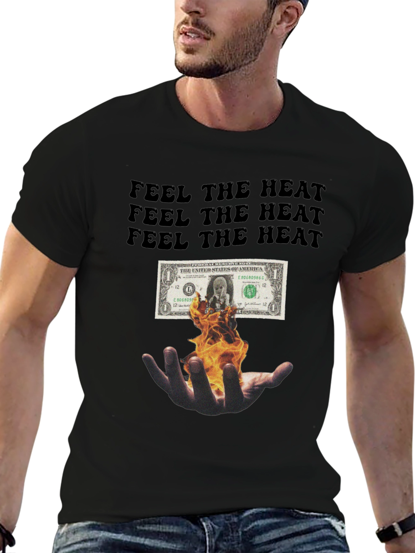 Black Feel the Heat Graphic Tee - Black view 6