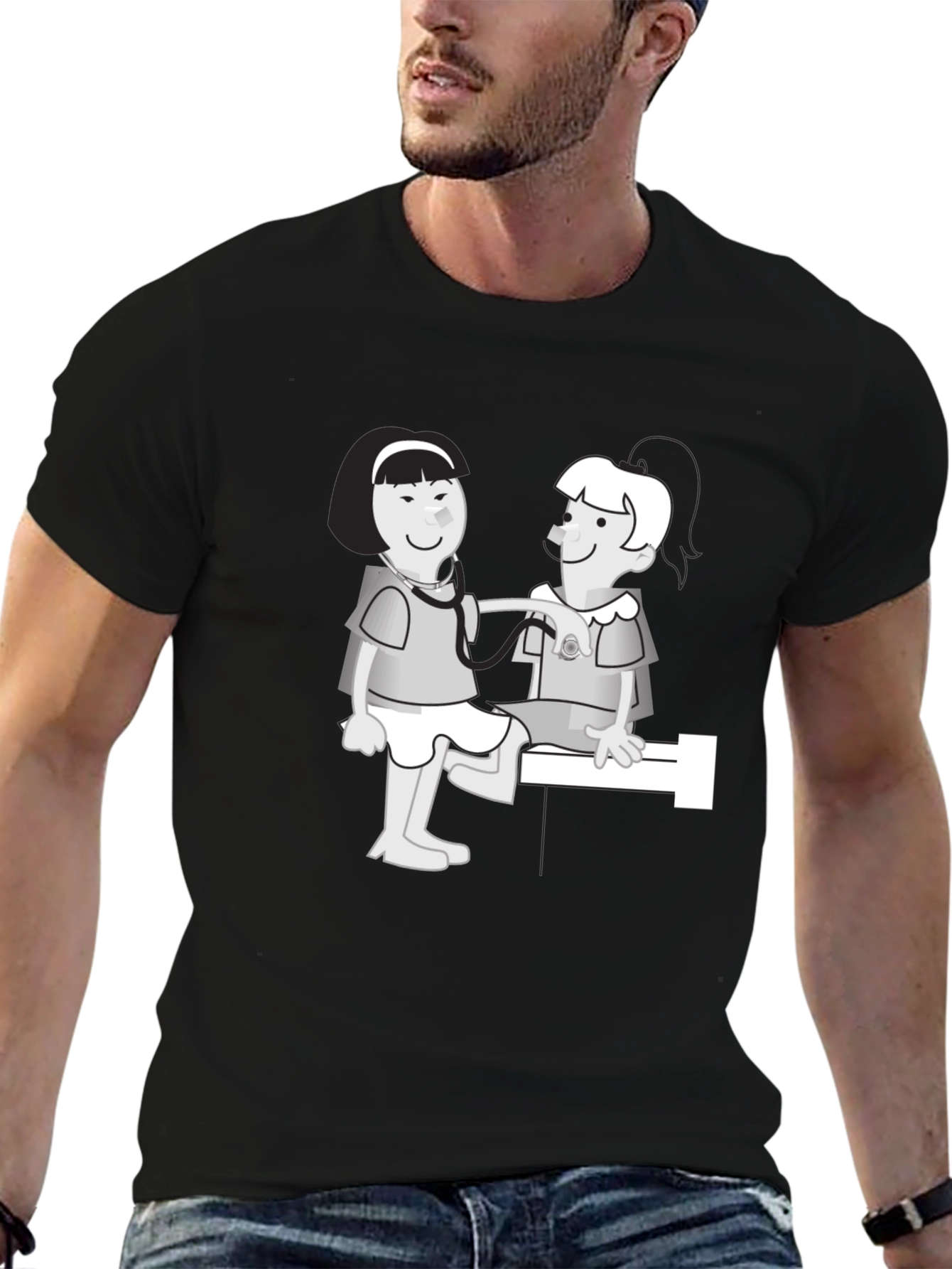 Black Cartoon Doctor Visit Graphic Tee view 6
