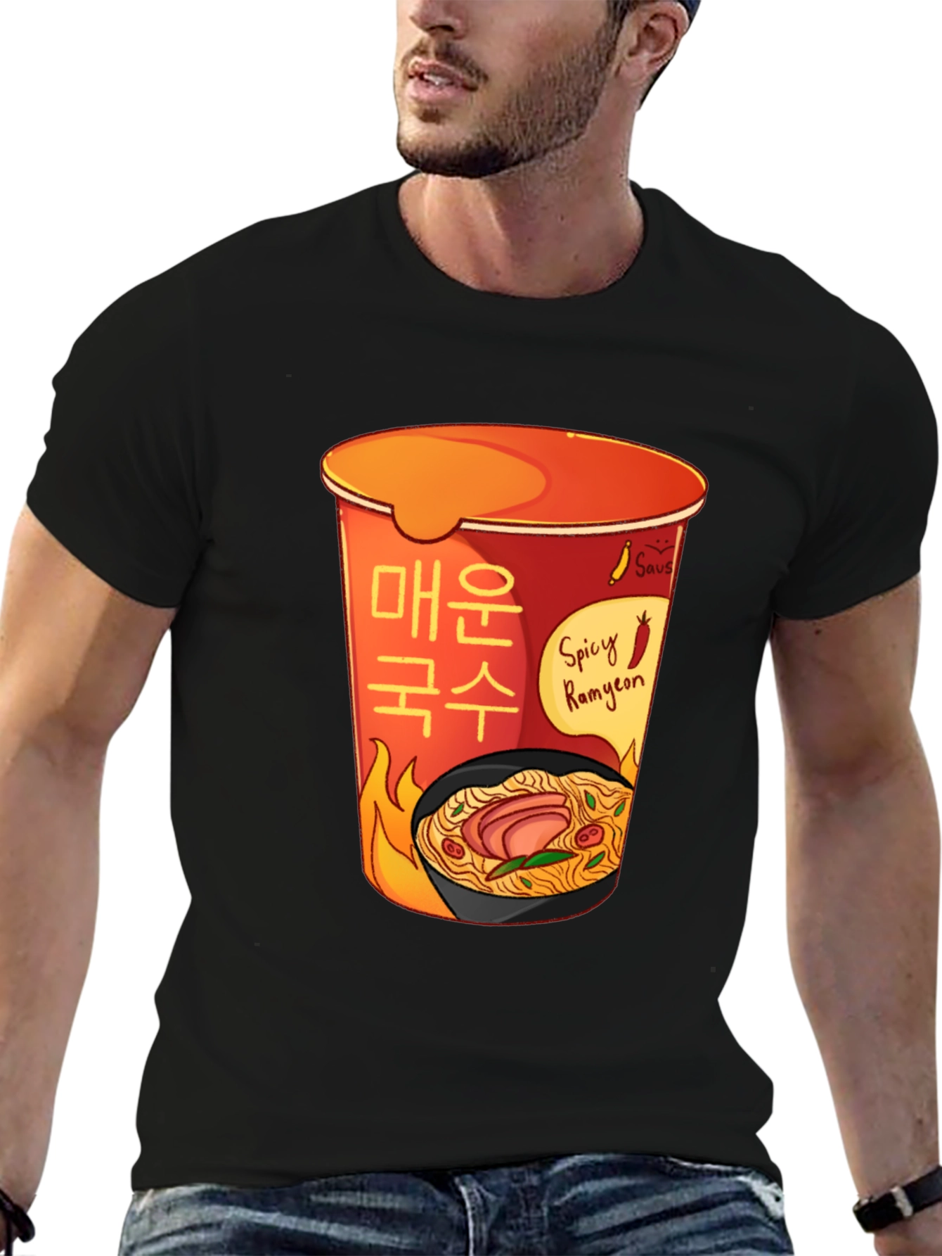 Black Spicy Ramyeon T-Shirt - Ramen Lover Tee view 6