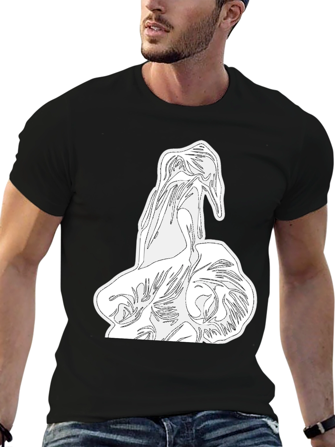 Black Abstract Graphic Print Black T-Shirt view 6