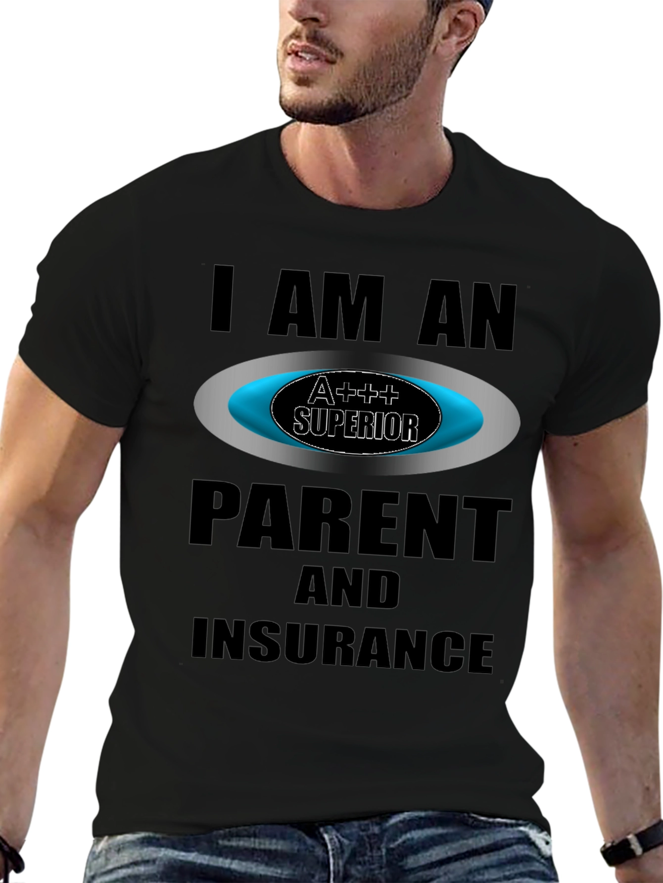 Black I Am An A+++ Parent & Insurance T-Shirt view 6