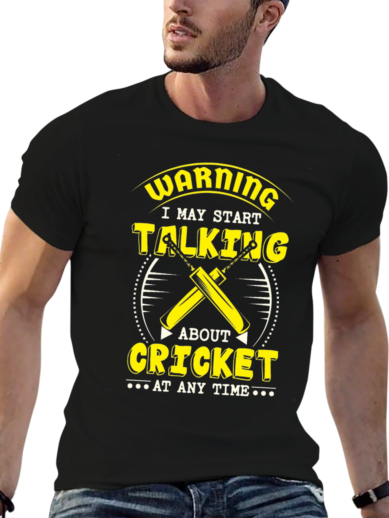 Black Warning Cricket T-Shirt view 6