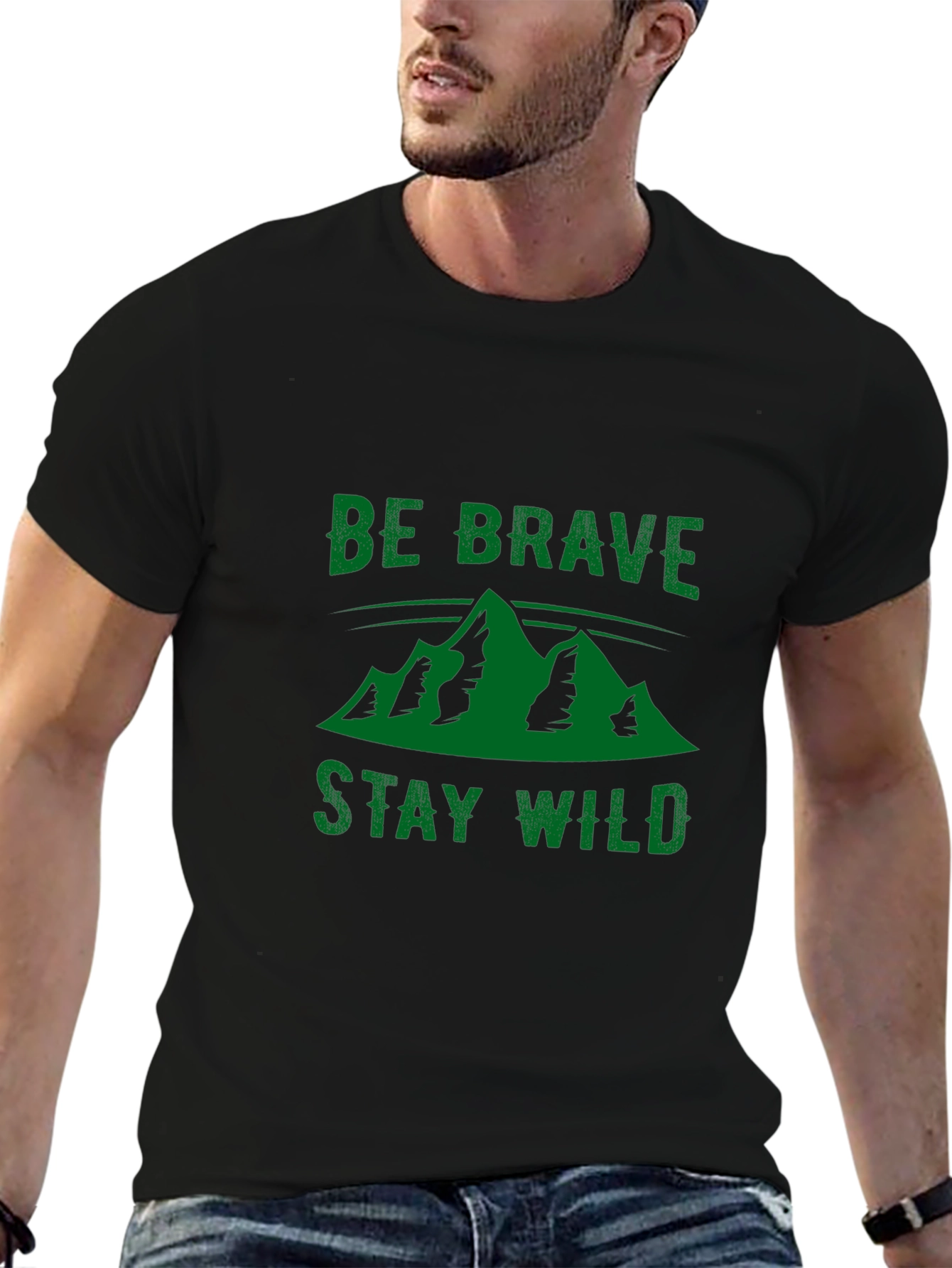 Black Be Brave Stay Wild Black Graphic Tee view 6