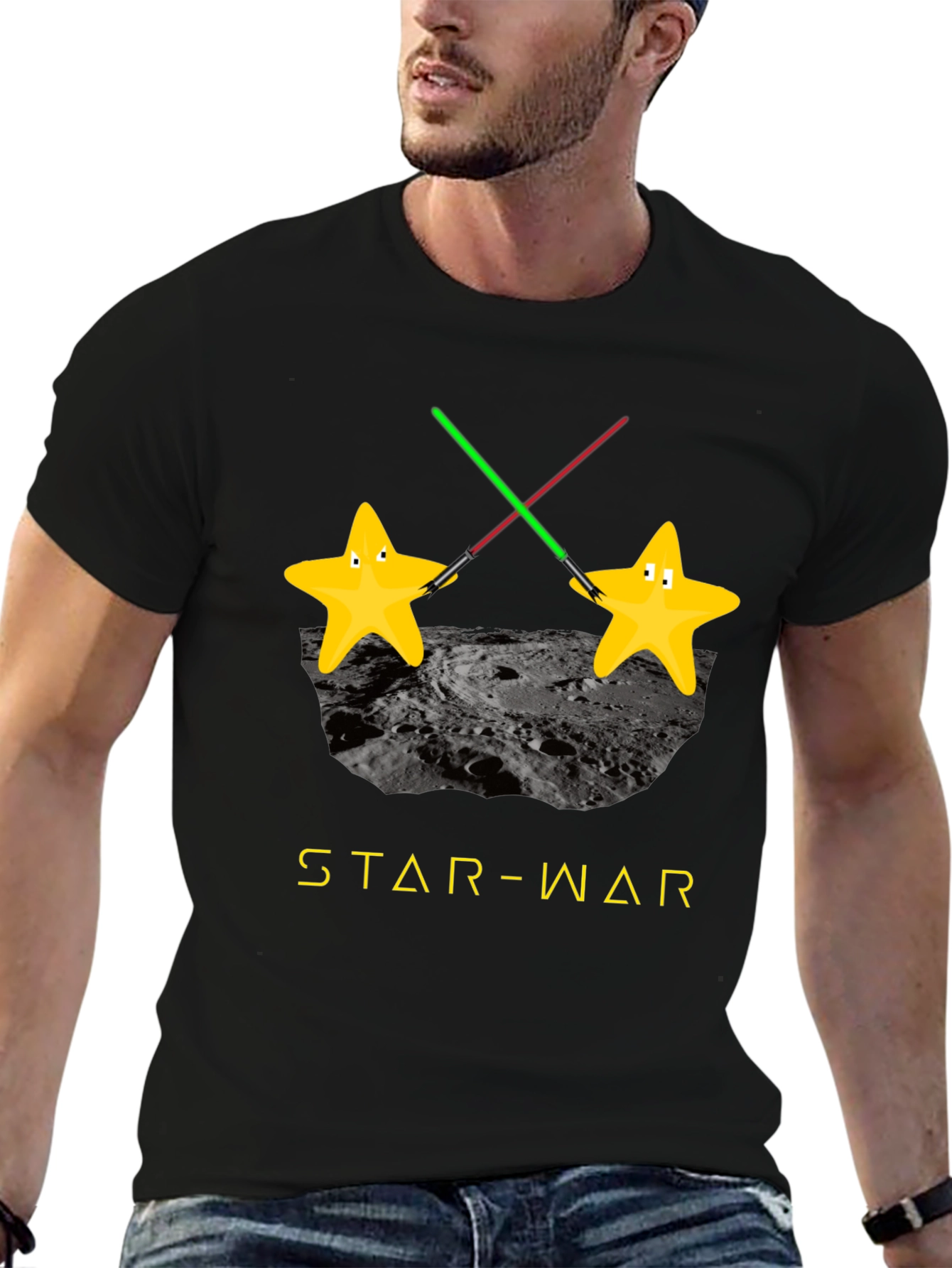 Black Star-War Funny T-Shirt view 6