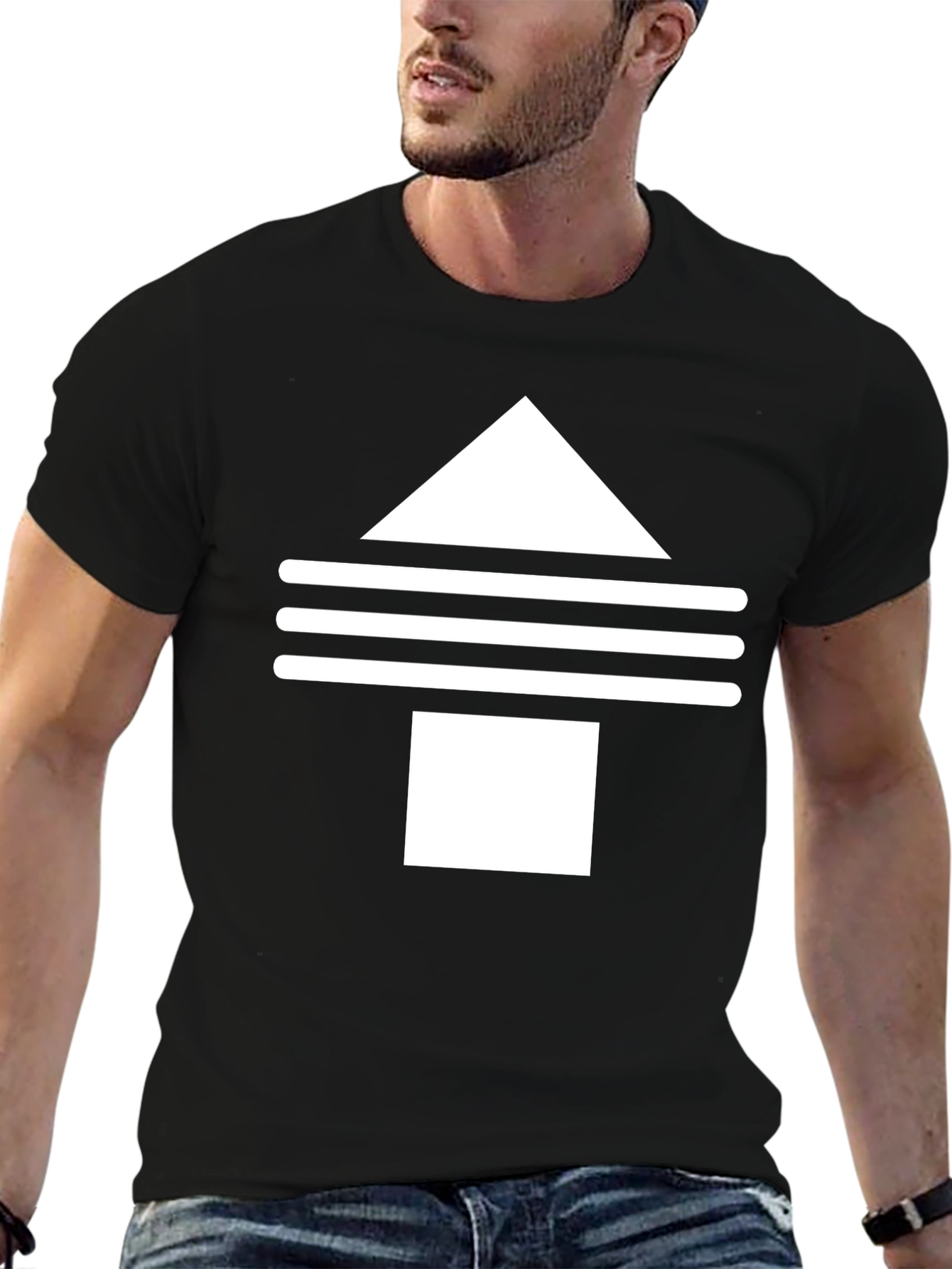 Black Abstract Graphic Tee - Black Unisex T-Shirt view 6