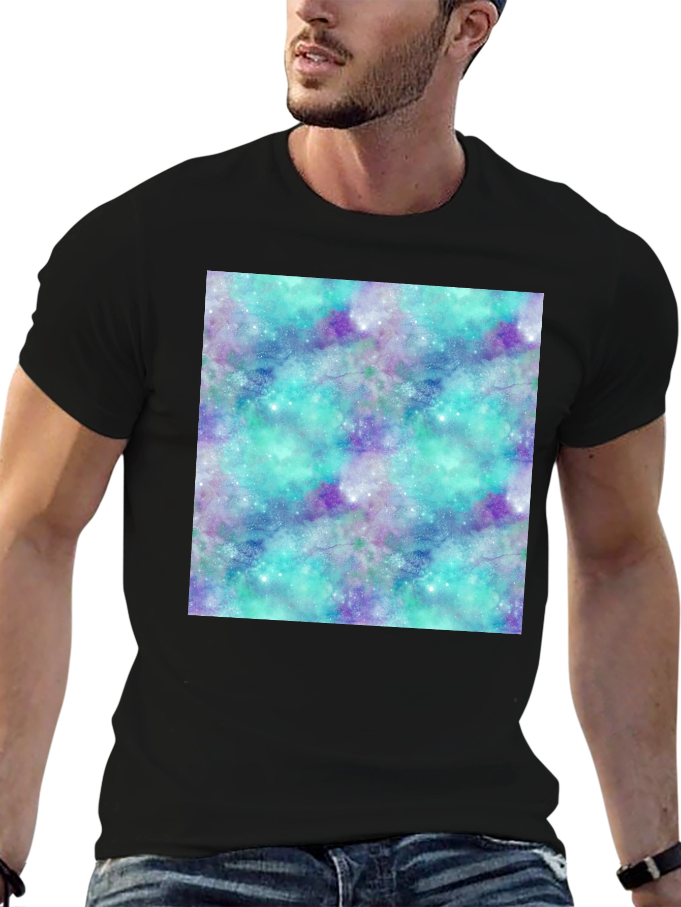 Black Galaxy Pattern T-Shirt - Stylish & Unique view 6