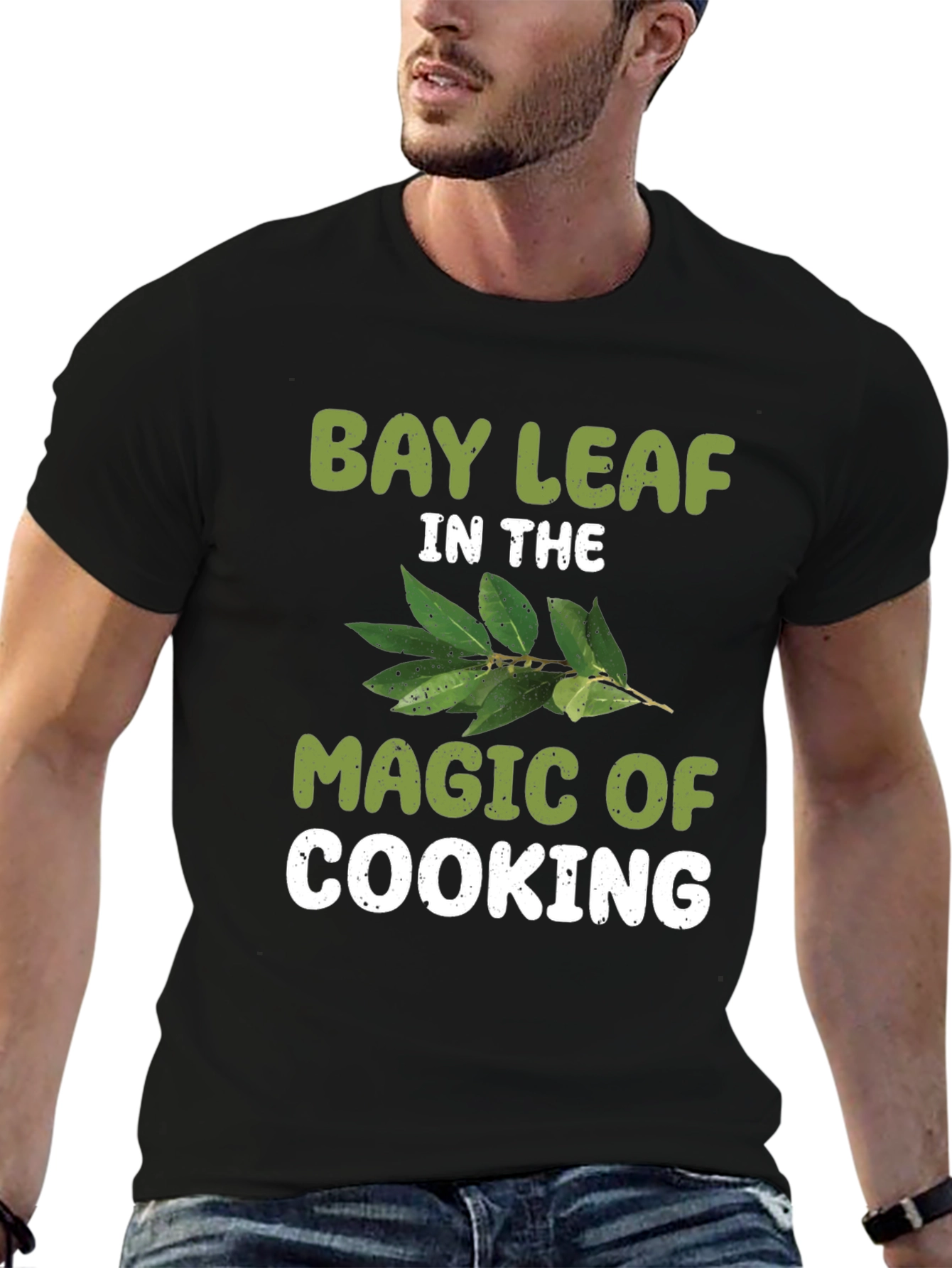 Black Bay Leaf Cooking Magic T-Shirt view 6