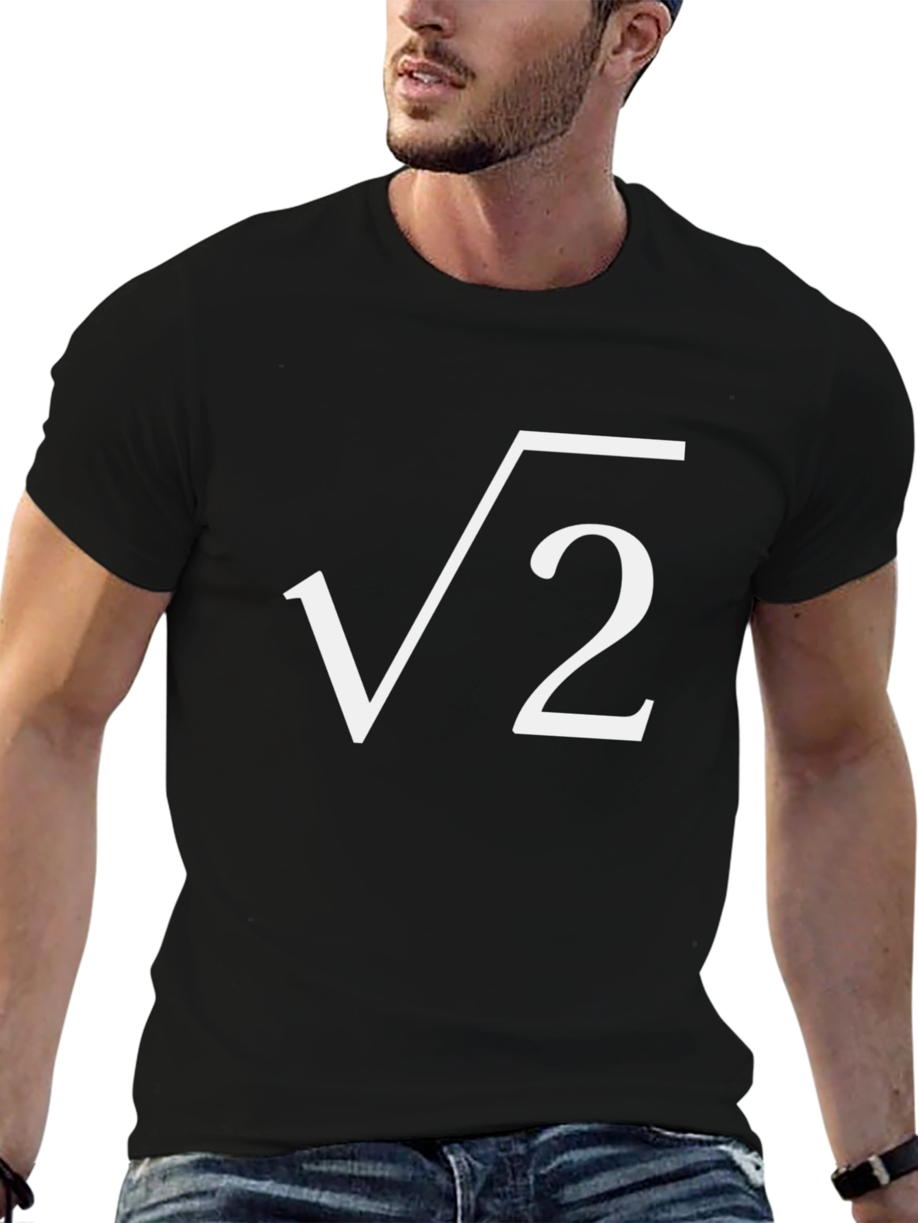 Black Square Root of 2 T-Shirt - Irrational Number Design view 6