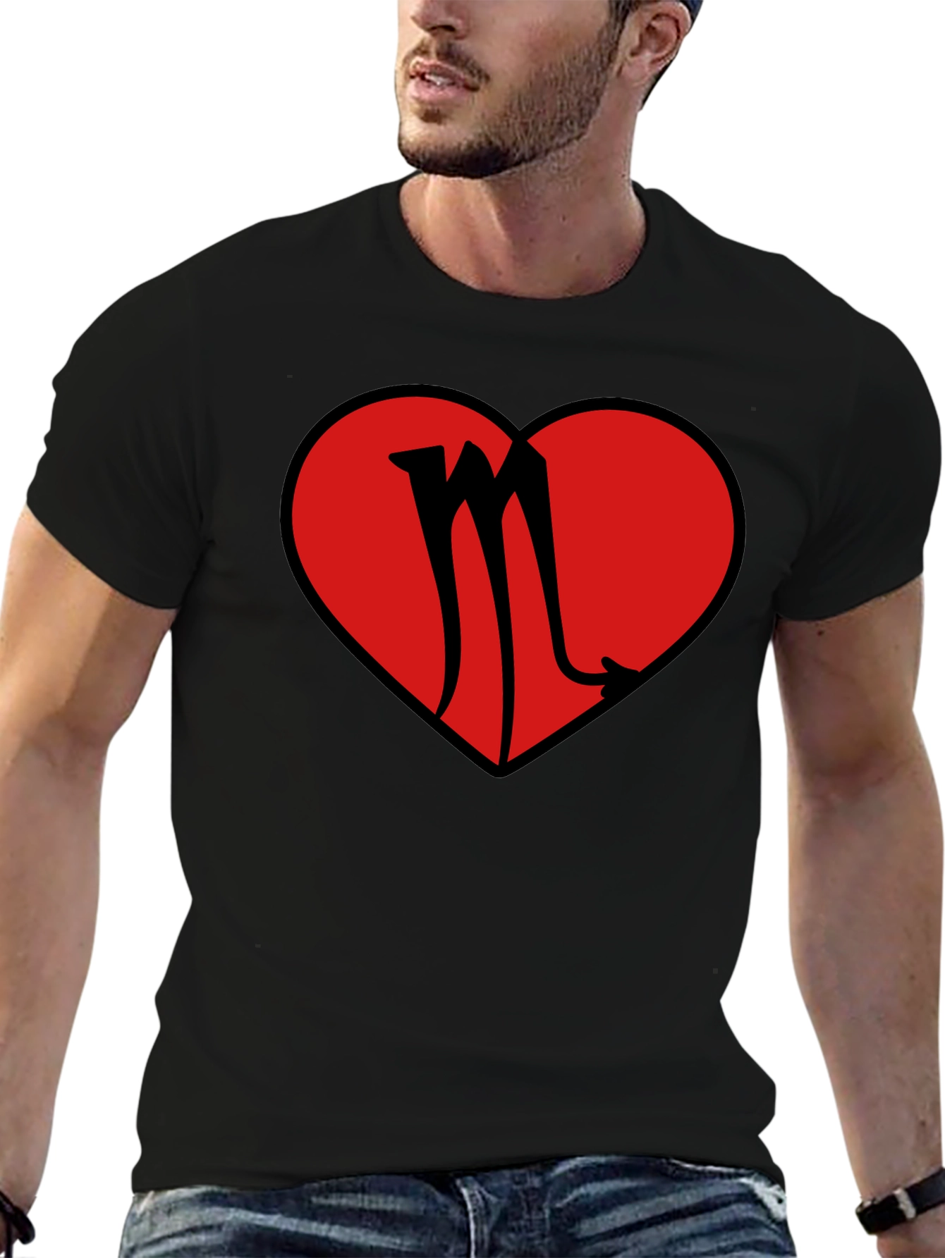 Black Scorpio Heart Graphic T-Shirt view 6