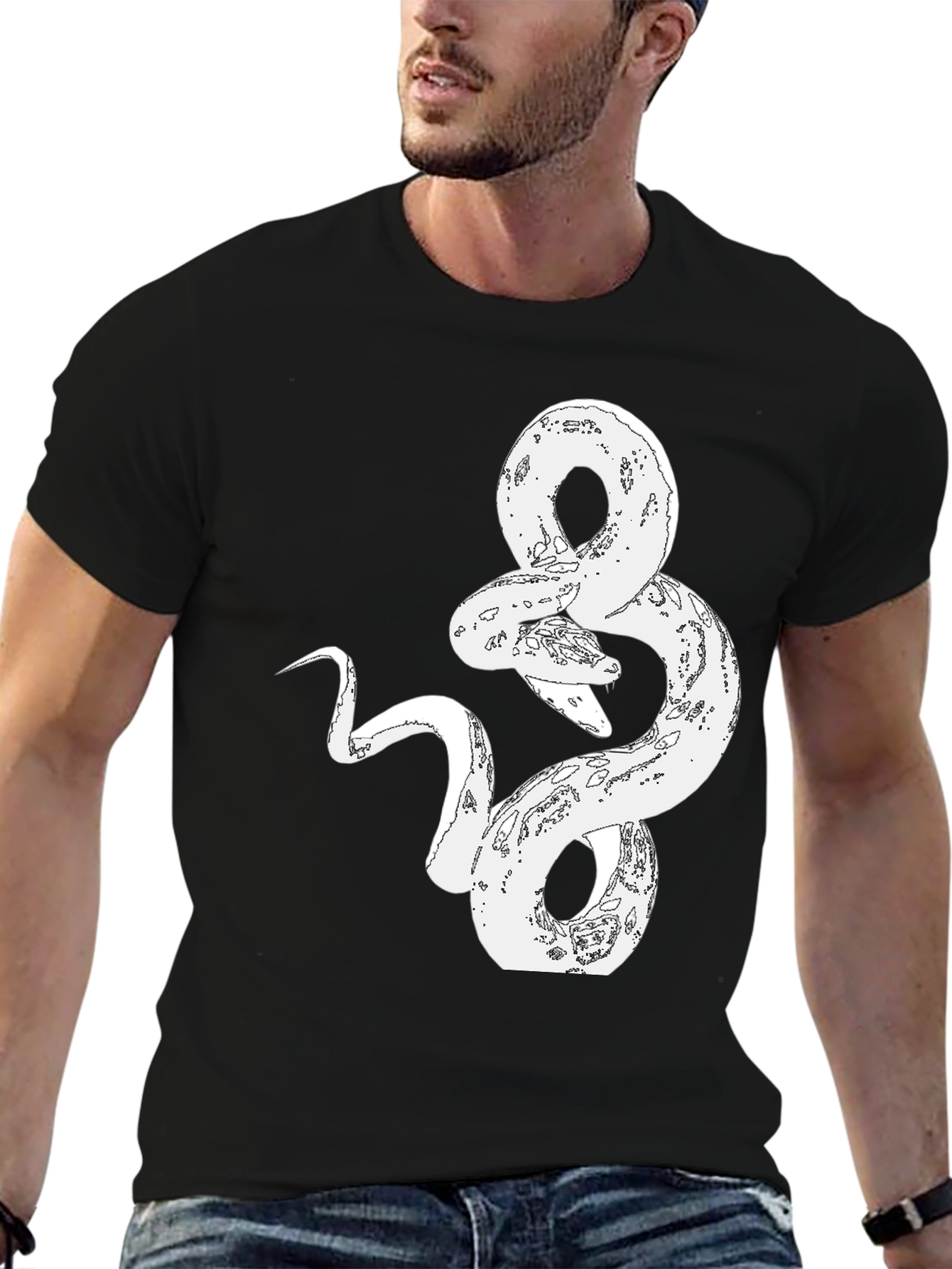 Black Snake Graphic Print Tee - Stylish Black T-Shirt view 6