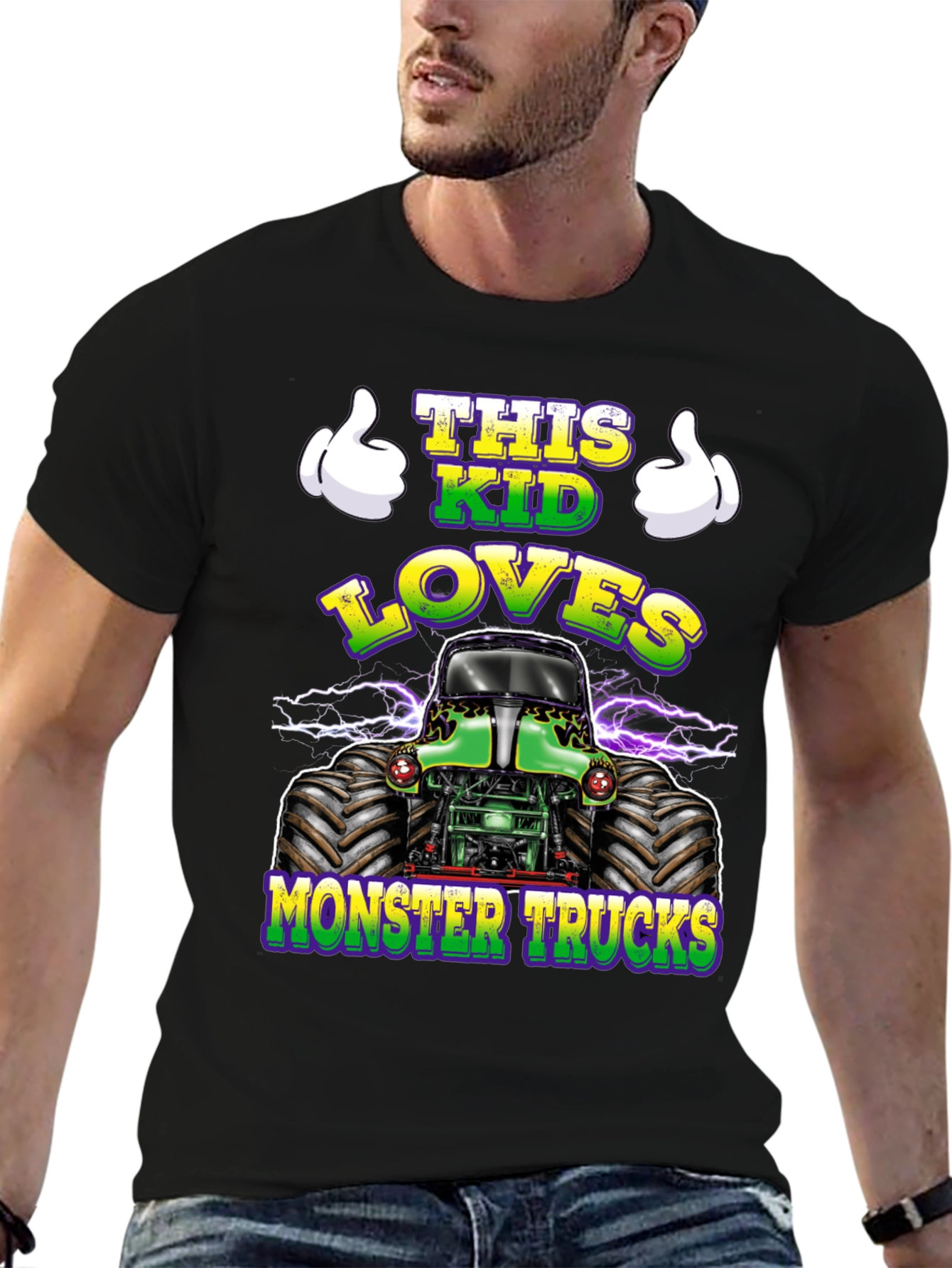 Black This Kid Loves Monster Trucks T-Shirt view 6