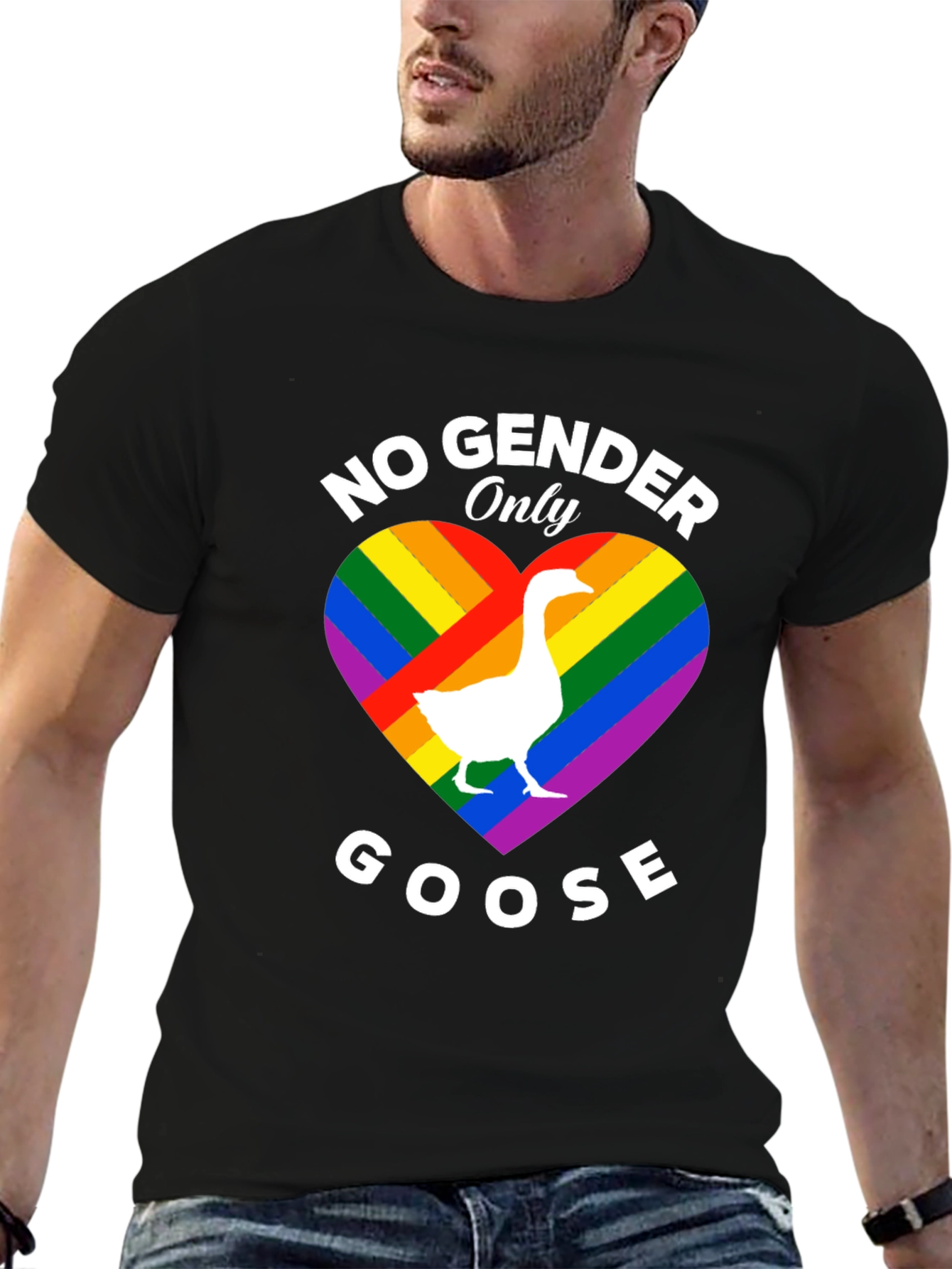 Black No Gender Only Goose Pride T-Shirt view 6