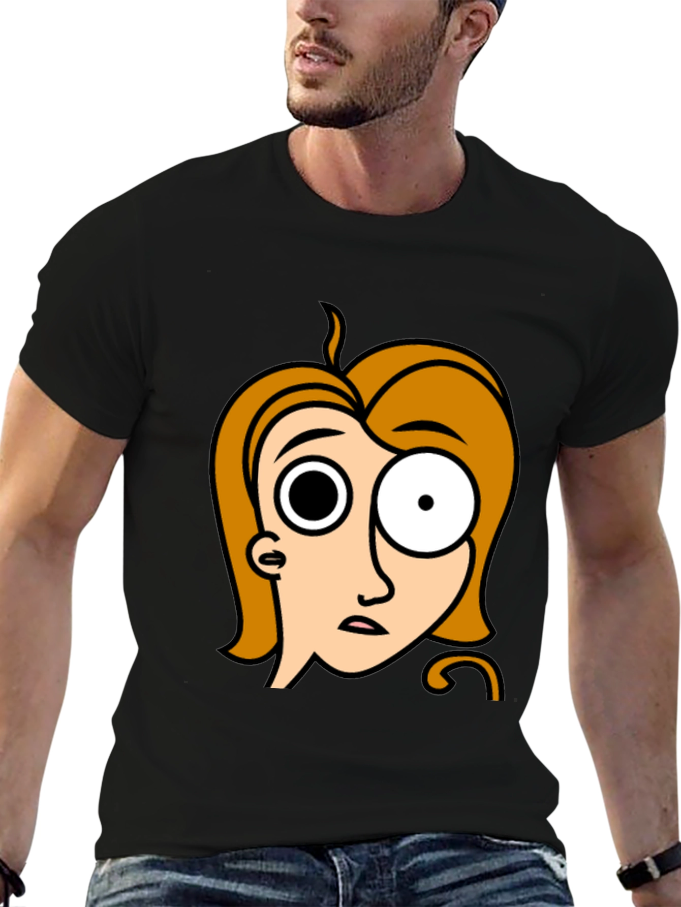 Black Cartoon Character Graphic Black T-Shirt view 6