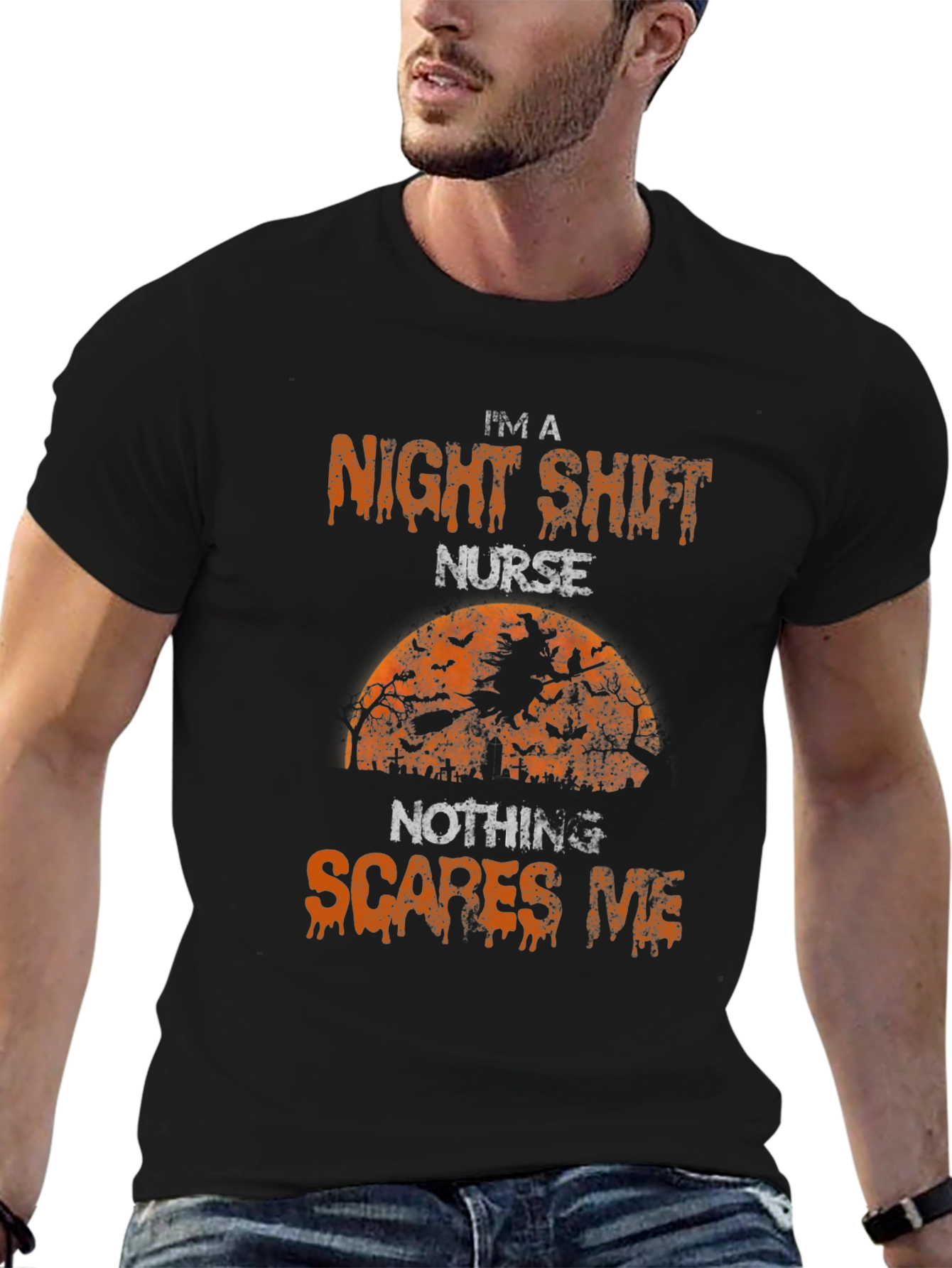 Black Night Shift Nurse Halloween T-Shirt view 6