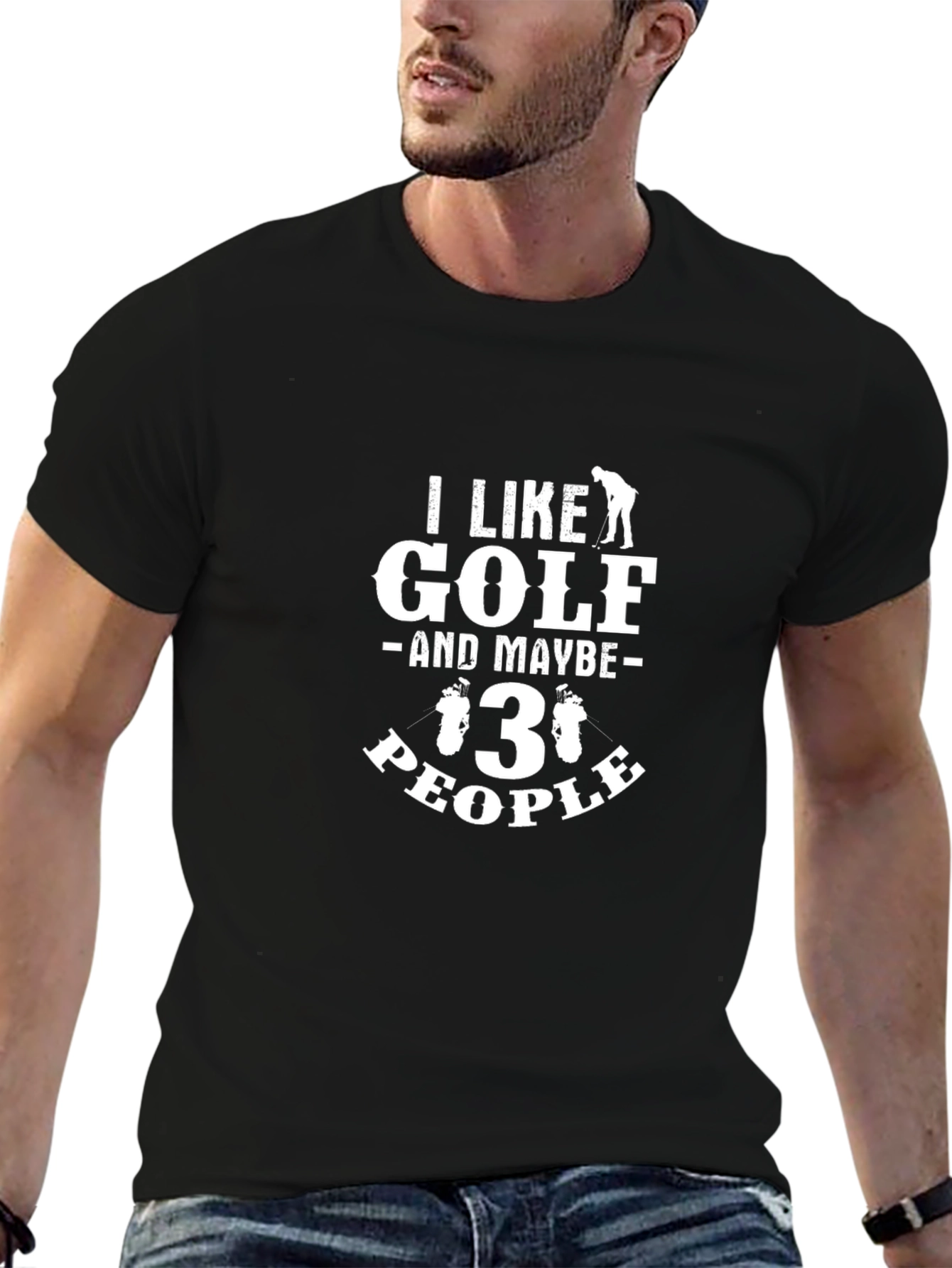 Black Funny Golf T-Shirt - I Like Golf and Maybe 3 People view 6