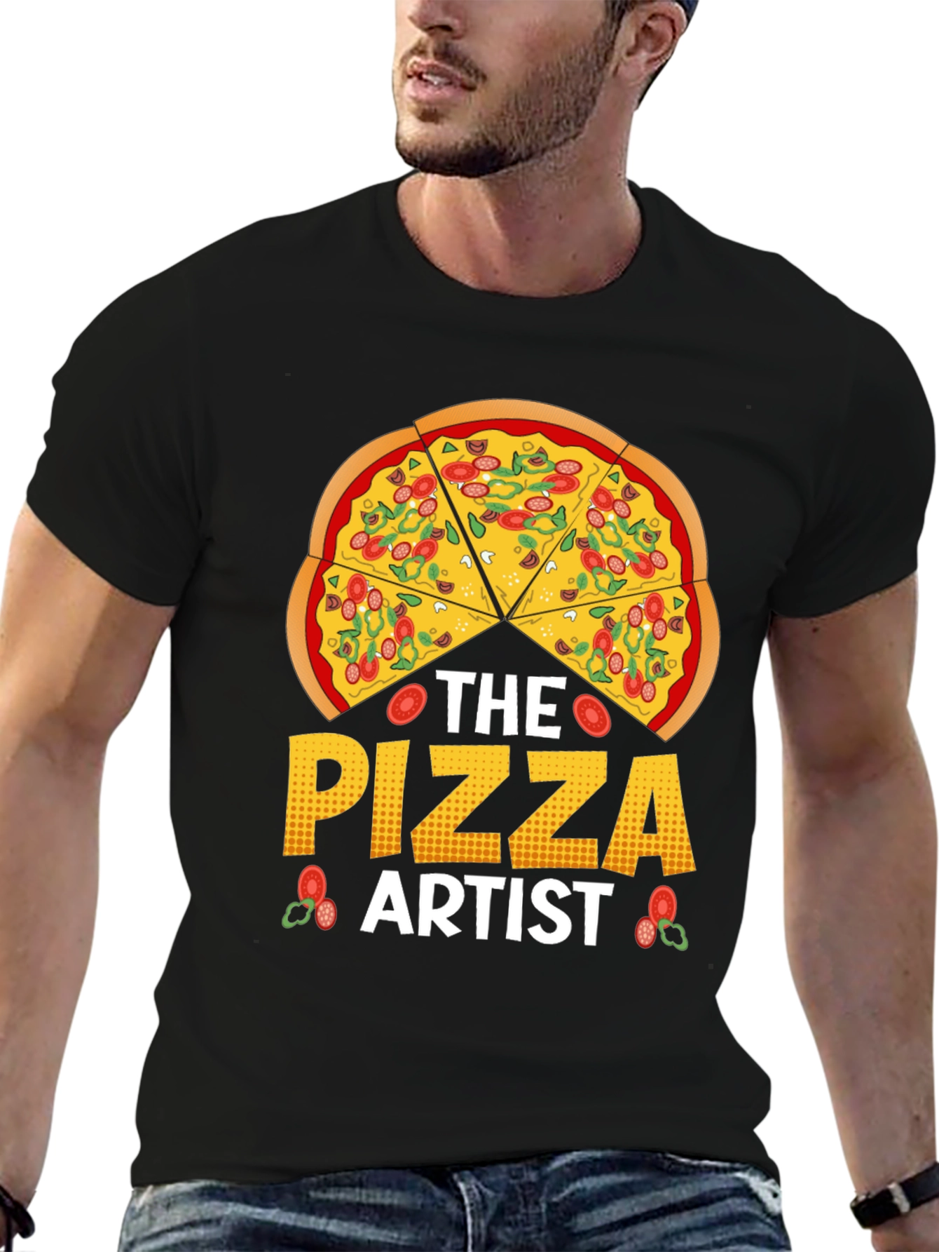 Black The Pizza Artist T-Shirt - Foodie Graphic Tee view 6