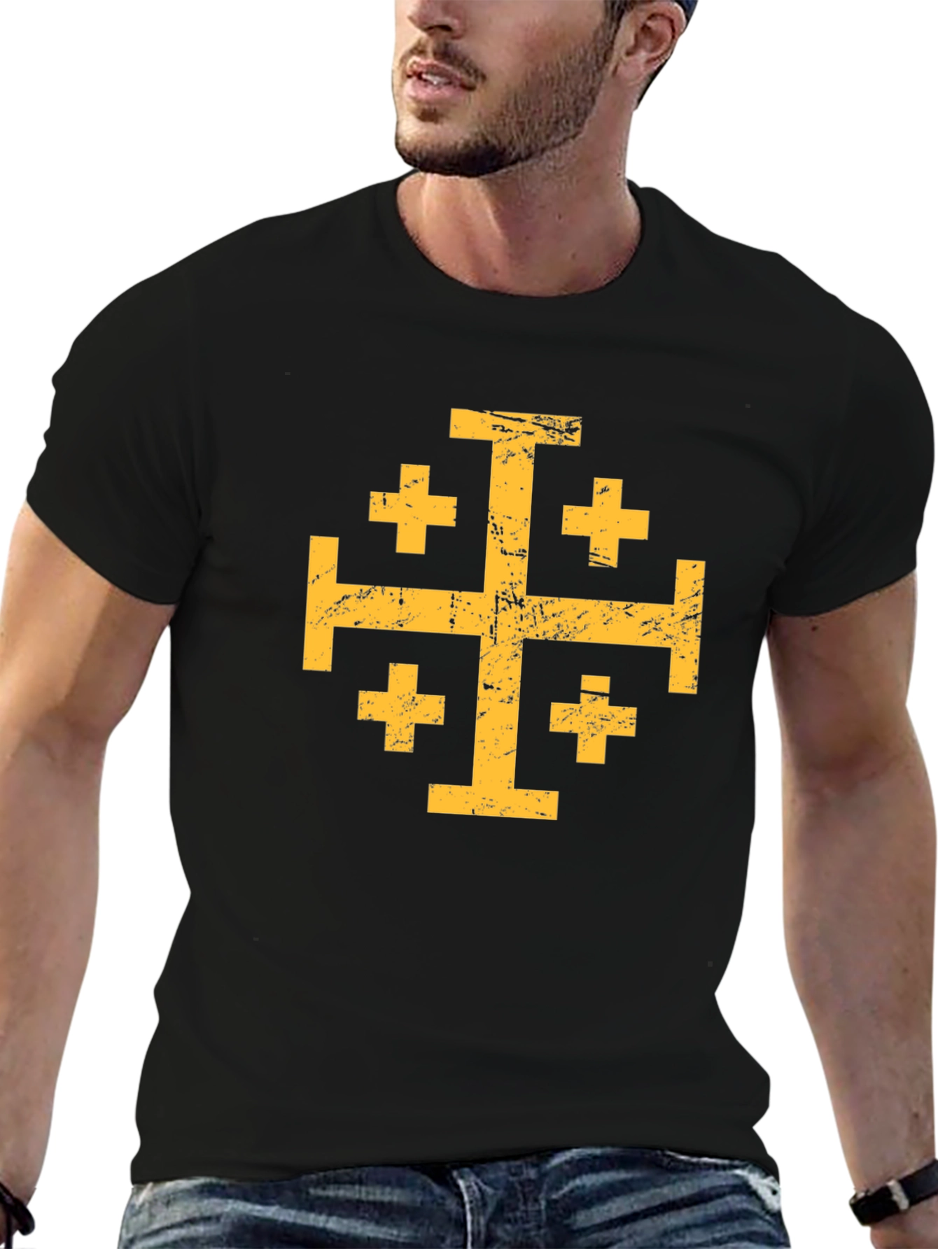 Black Jerusalem Cross Graphic Tee view 6
