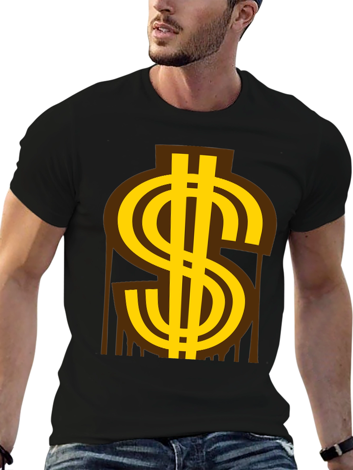 Black Gold Dollar Sign Graphic Tee view 6
