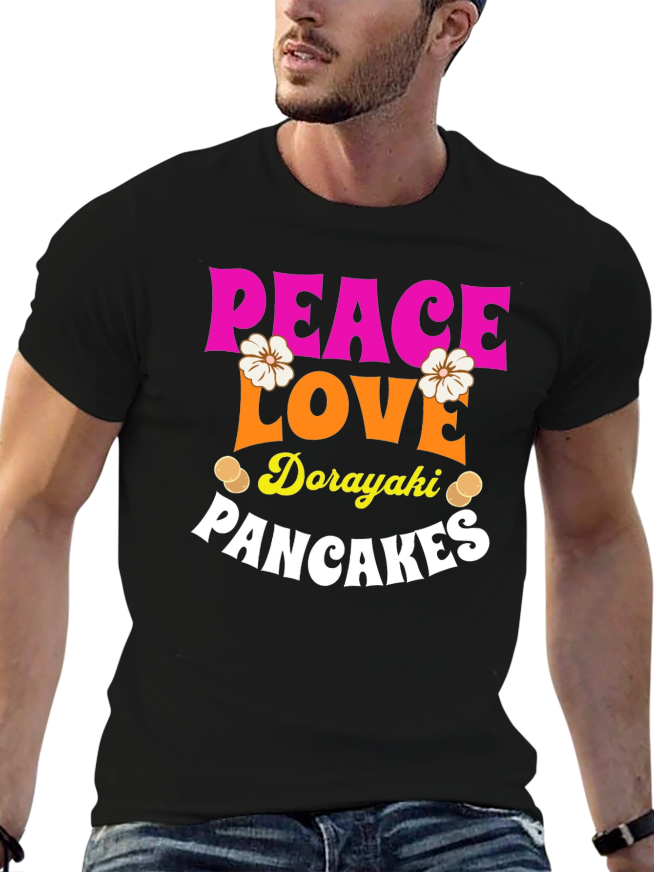 Peace Love Dorayaki Pancakes Graphic T-Shirt - 6
