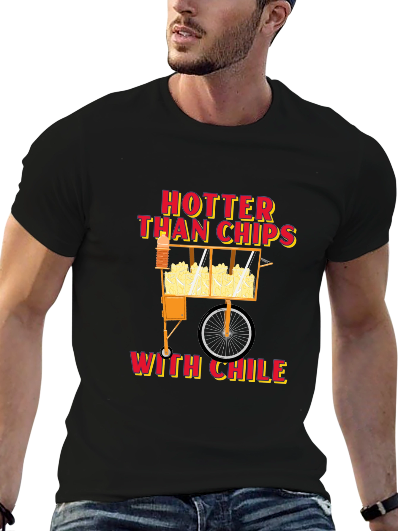 Black Hotter Than Chips with Chile Black Graphic T-Shirt view 6
