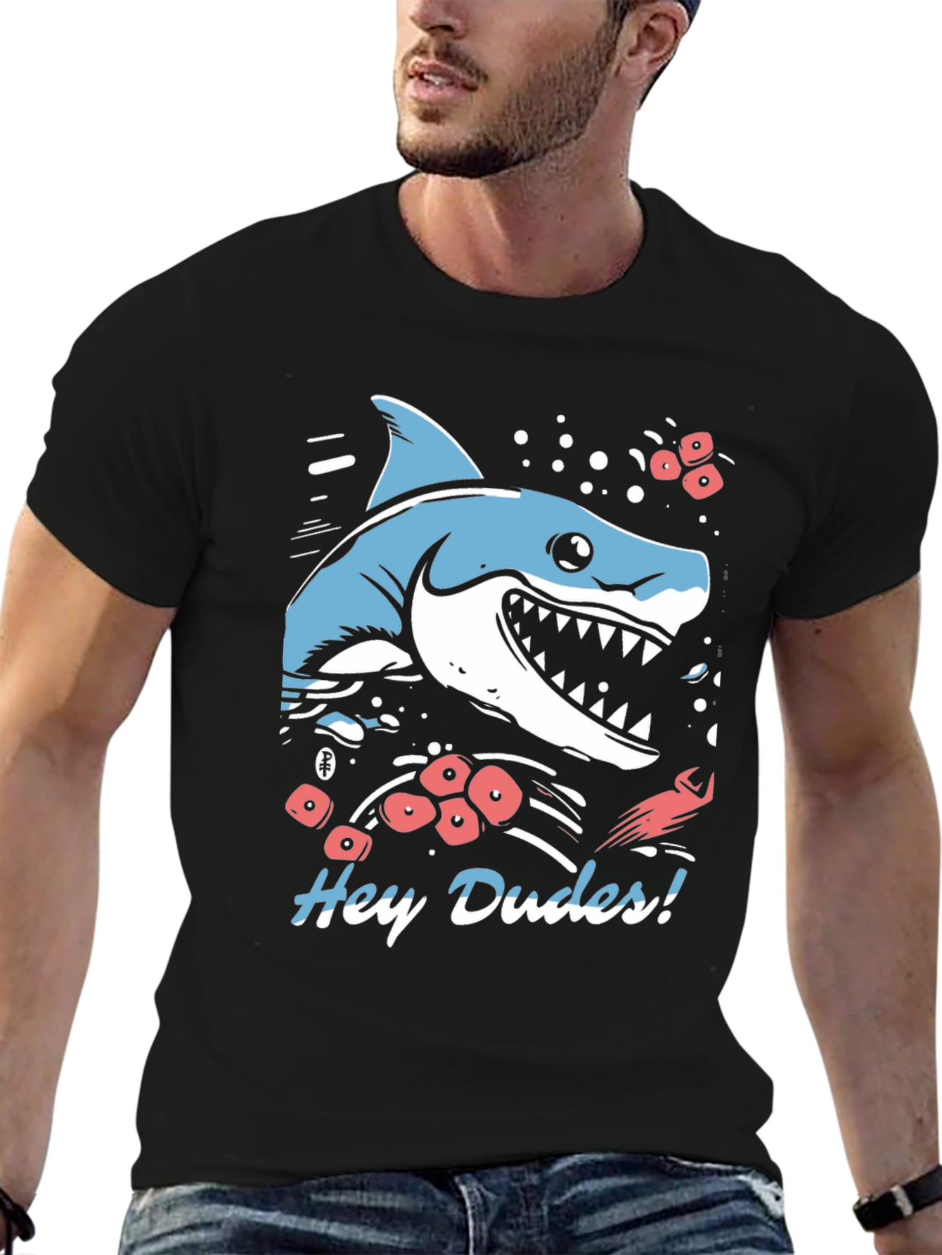 Black Hey Dudes Shark Graphic Tee view 6