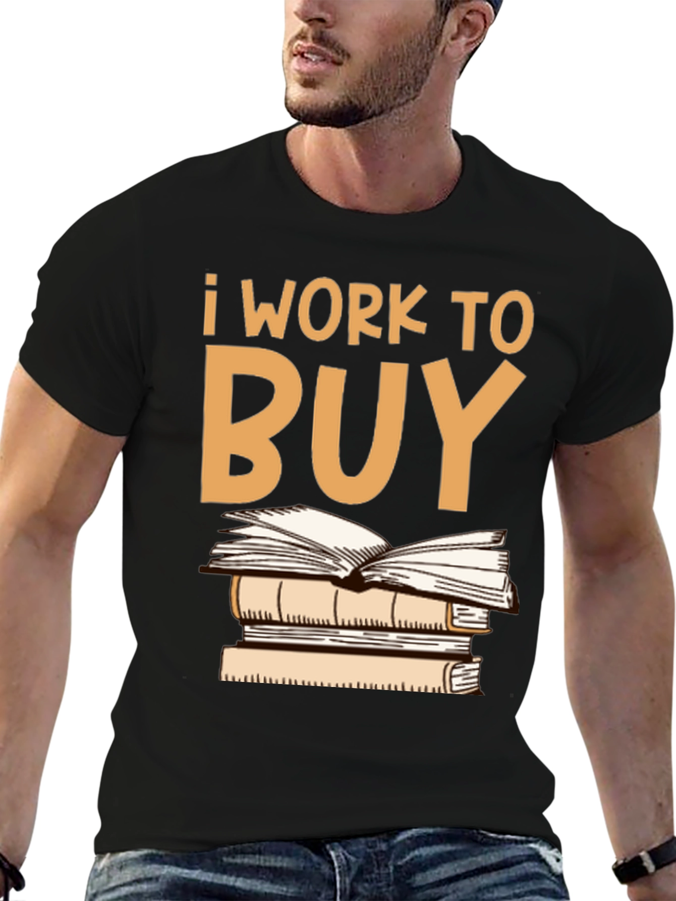 Black I Work To Buy Books Graphic Tee view 6