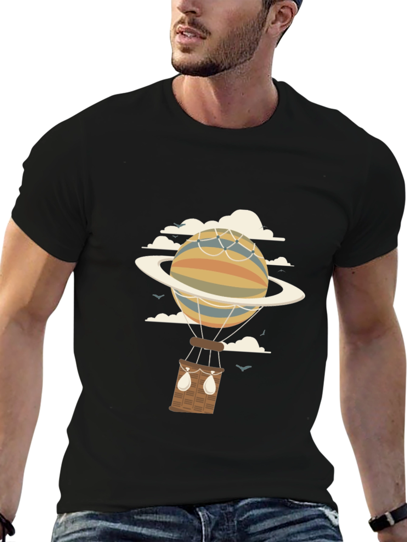 Black Planet Hot Air Balloon Graphic Tee view 6